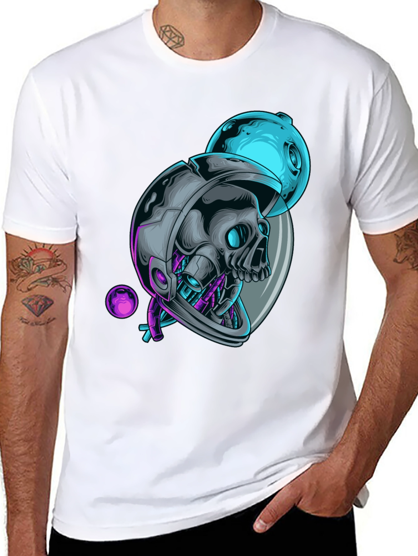 Black Astronaut Skull Graphic Tee - Black view 8