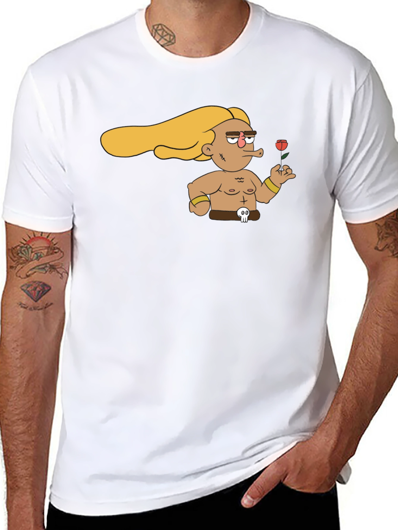 Black Cartoon Warrior T-Shirt - Unique Graphic Tee view 8