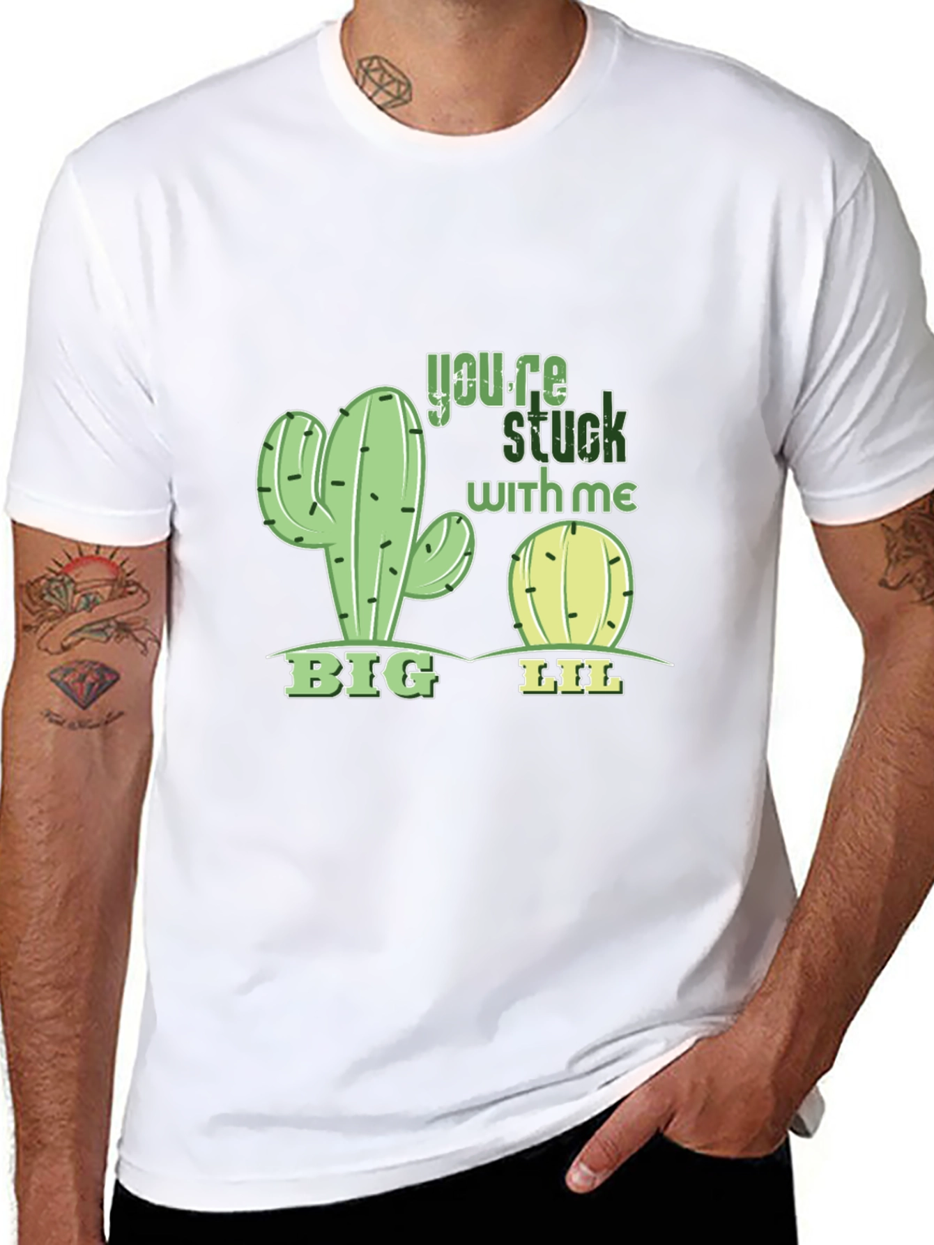 Black Funny Cactus You're Stuck With Me T-Shirt view 8