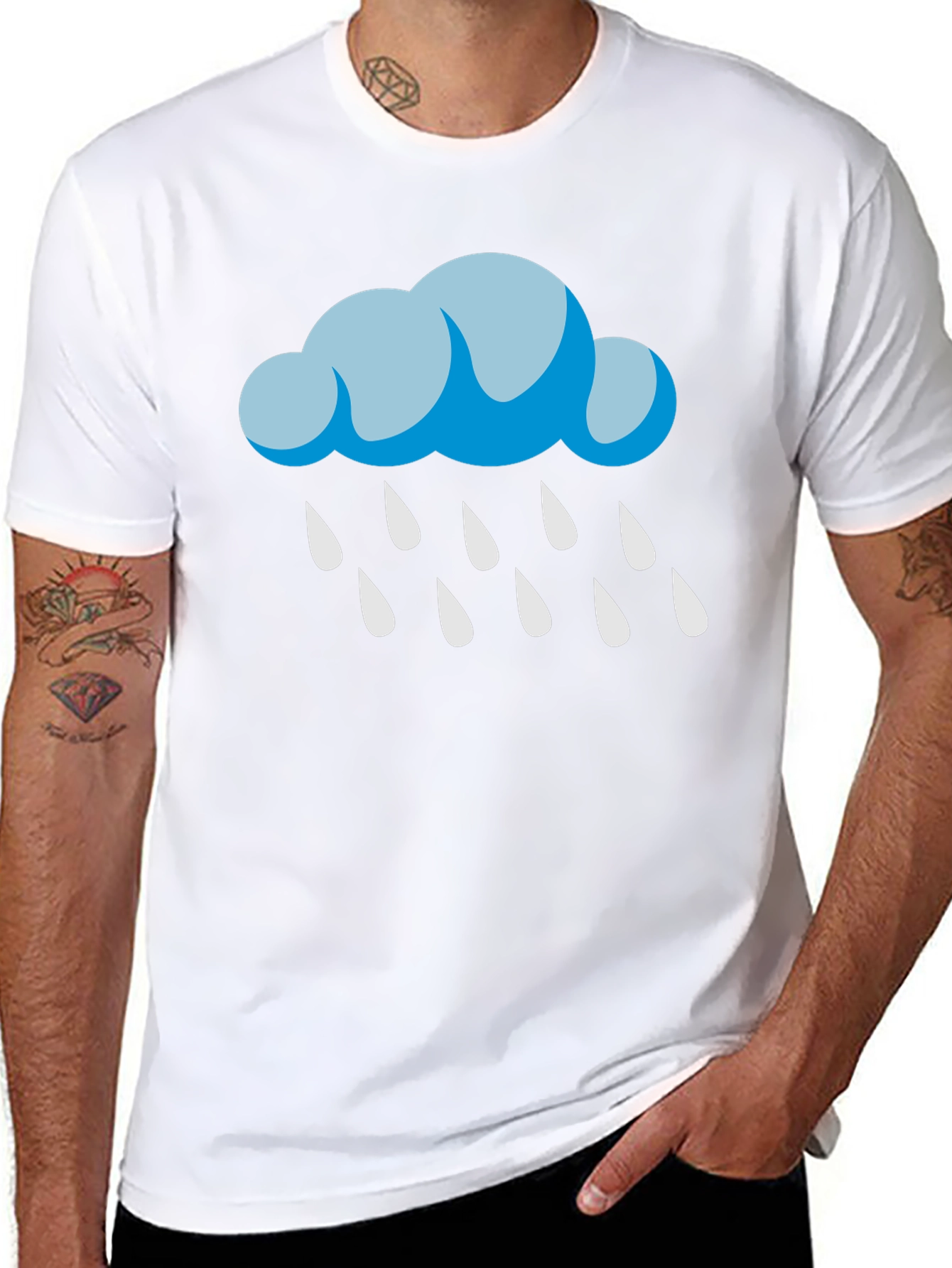 Black Rain Cloud Graphic T-Shirt - Black Cotton Tee view 8