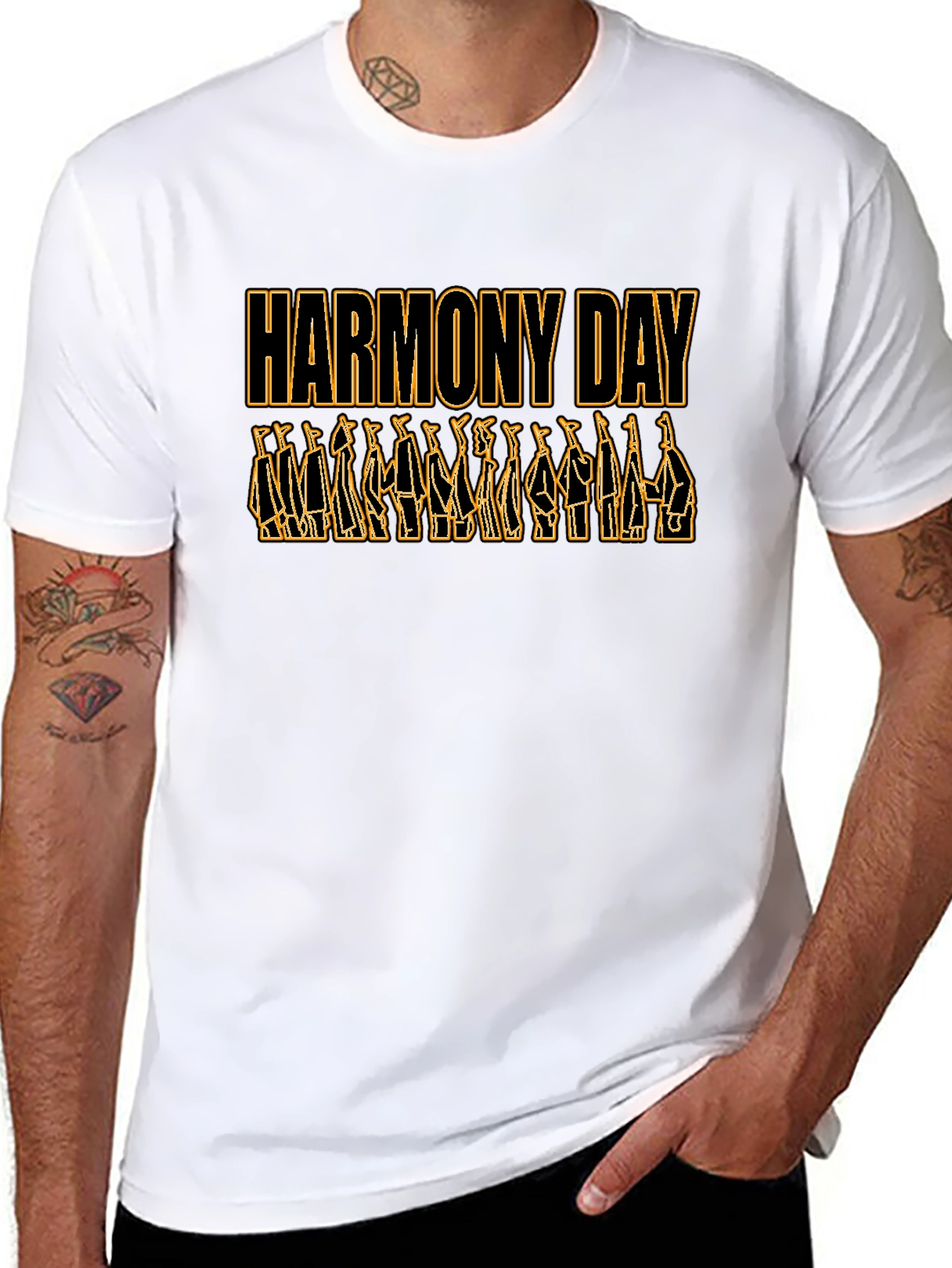Black Harmony Day Black T-Shirt view 8