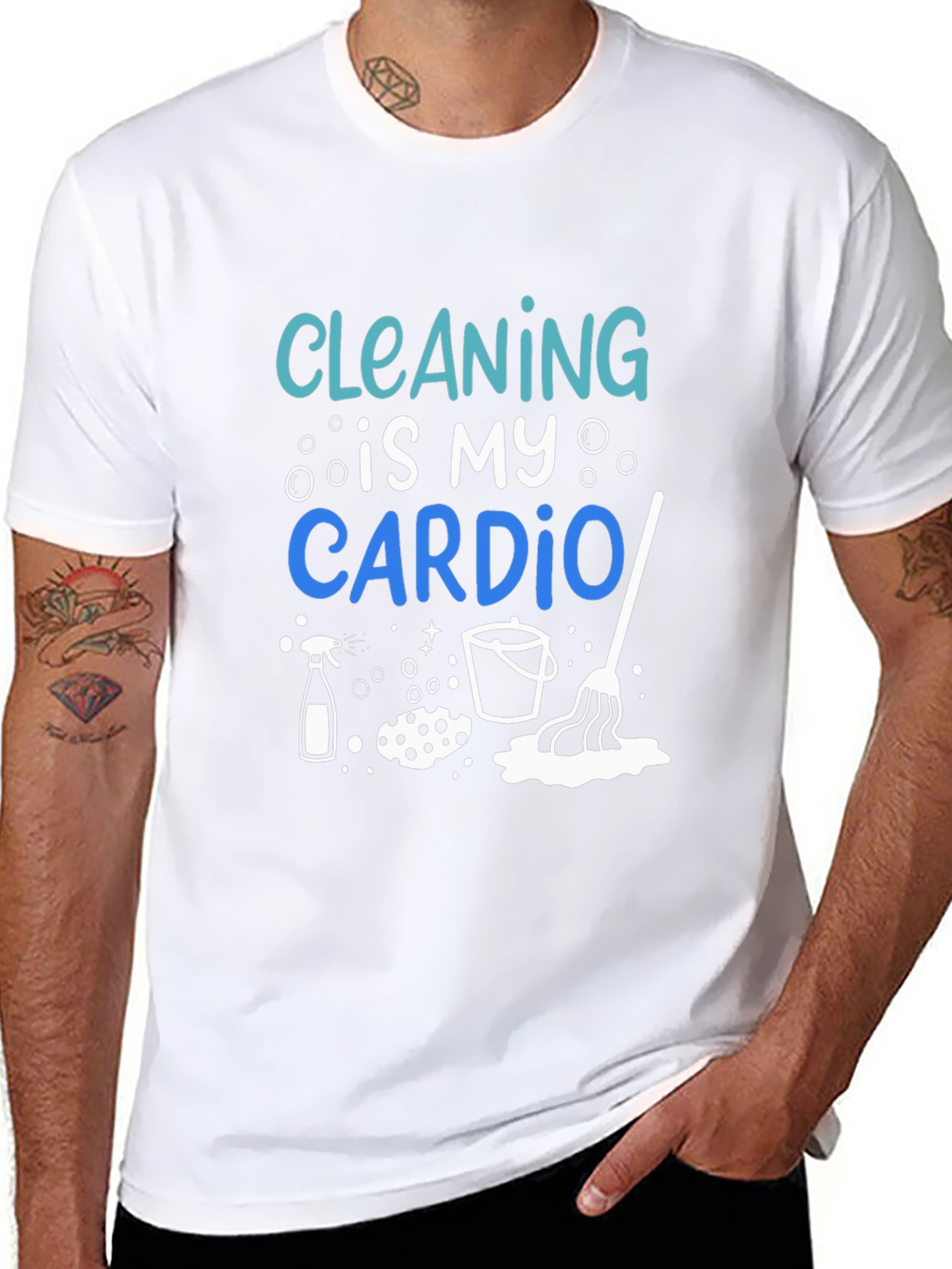 Black Cleaning is My Cardio T-Shirt view 8