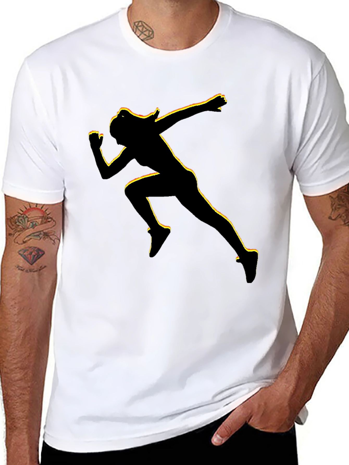 Black Runner Graphic Tee - Black Cotton Blend view 8