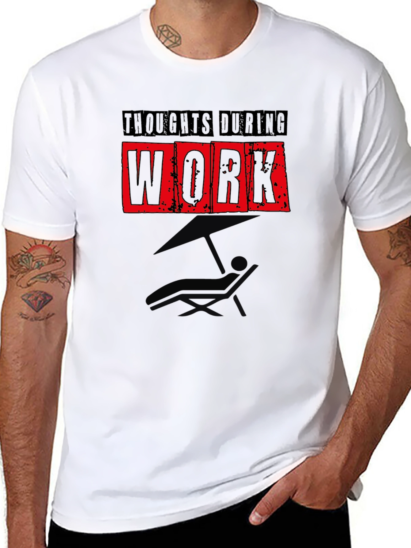 Black Thoughts During Work - Funny Graphic T-Shirt view 8