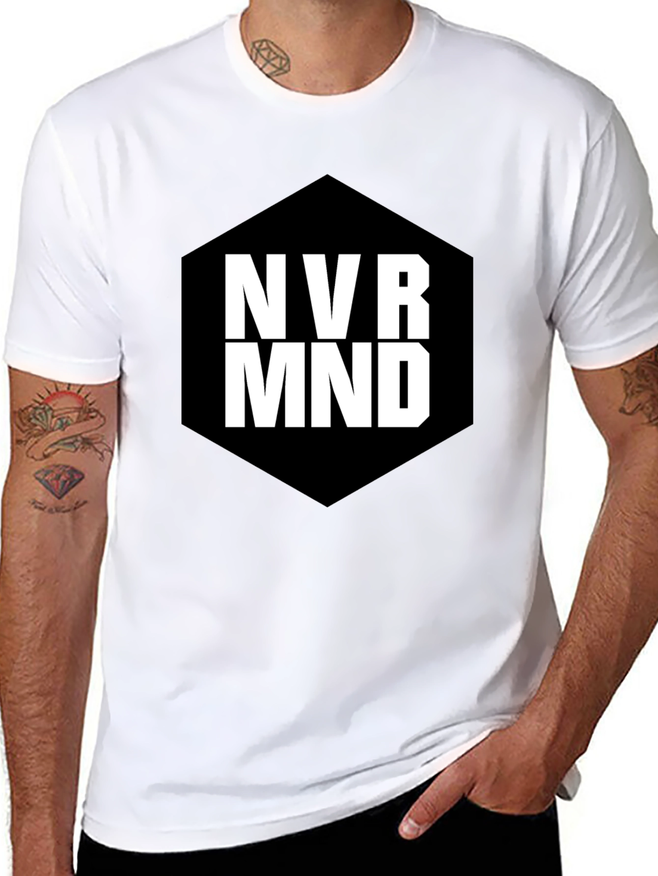 Black NVR MND Black Graphic T-Shirt - Modern Tee view 8