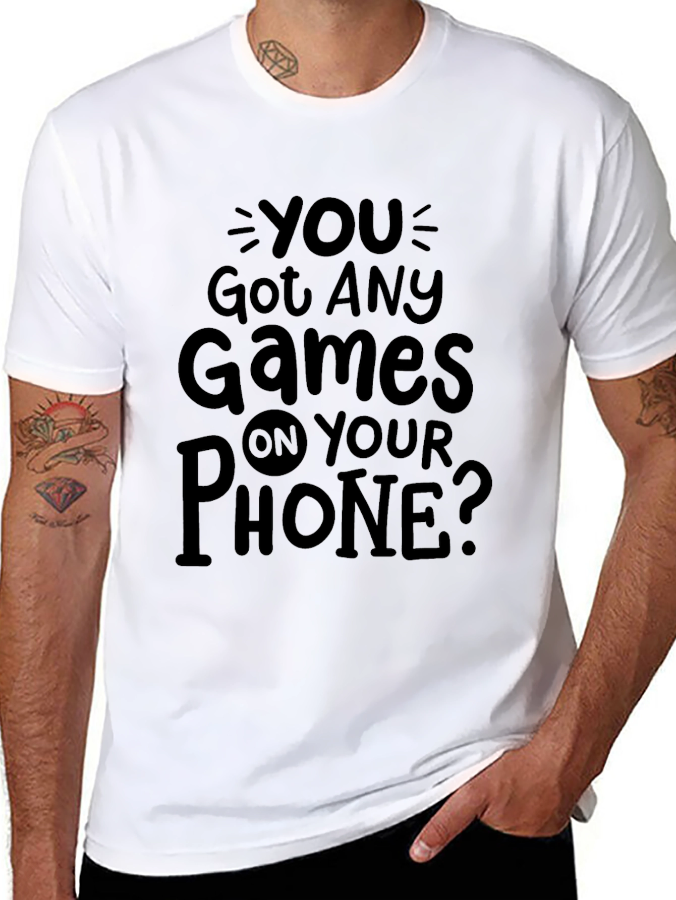 Black Funny "Got Games" Black T-Shirt view 8