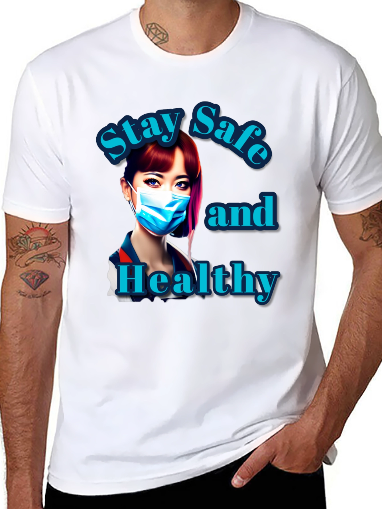 Black Stay Safe and Healthy Graphic Tee view 8