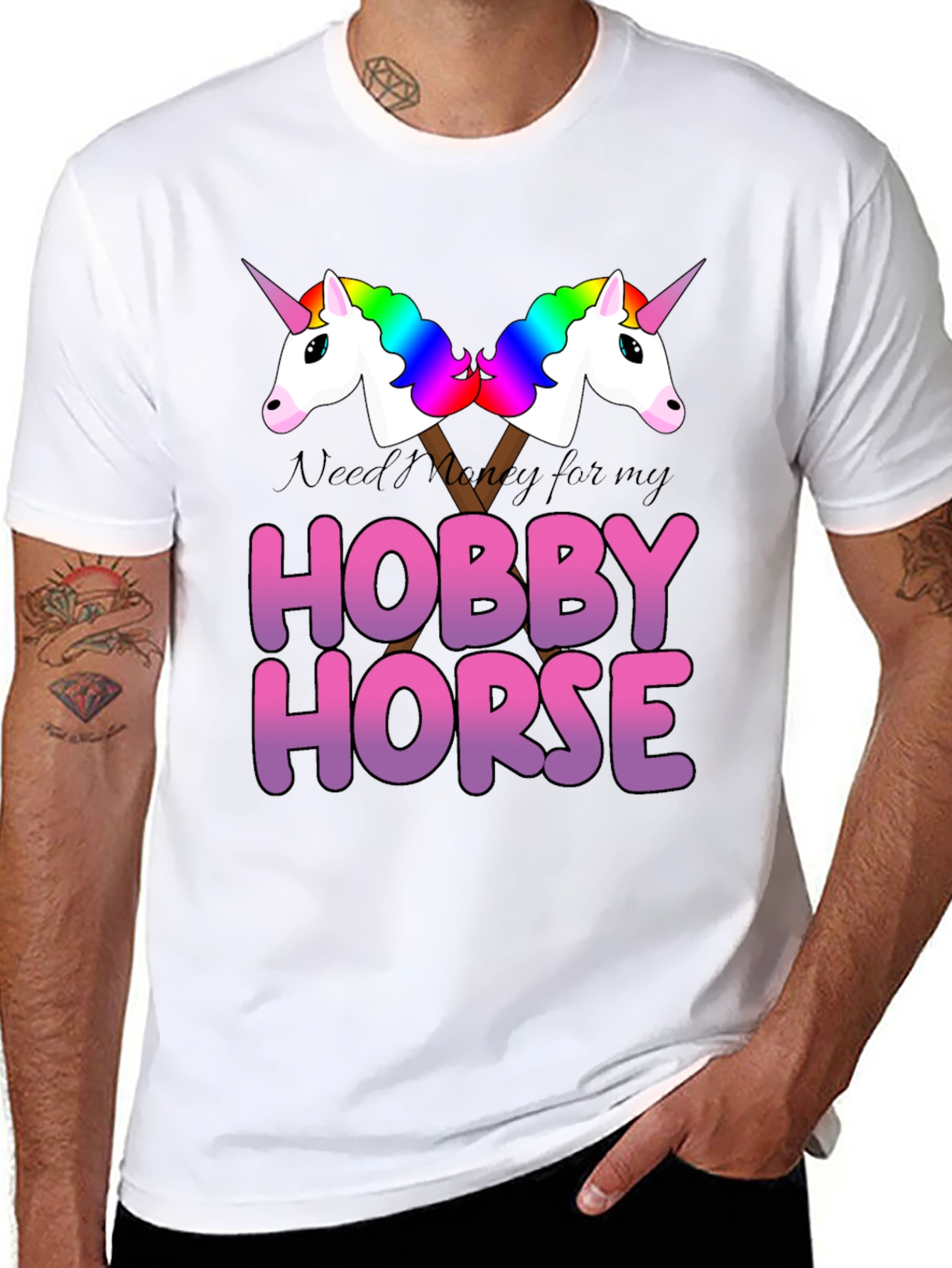 Black Hobby Horse Unicorn Graphic T-Shirt view 8