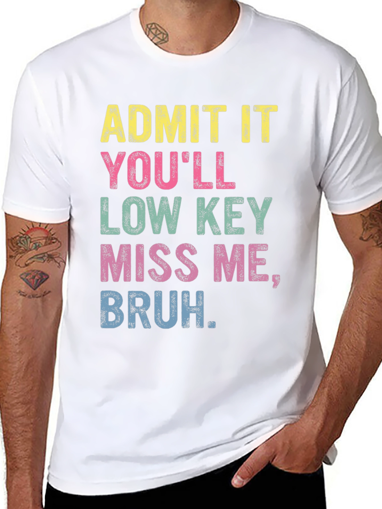 Black Admit It Bruh Funny Graphic T-Shirt view 8