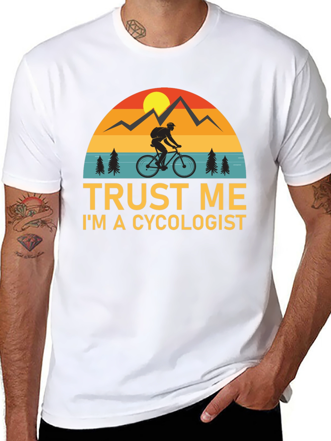 Black Trust Me I'm a Cycologist Funny Biker T-Shirt view 8