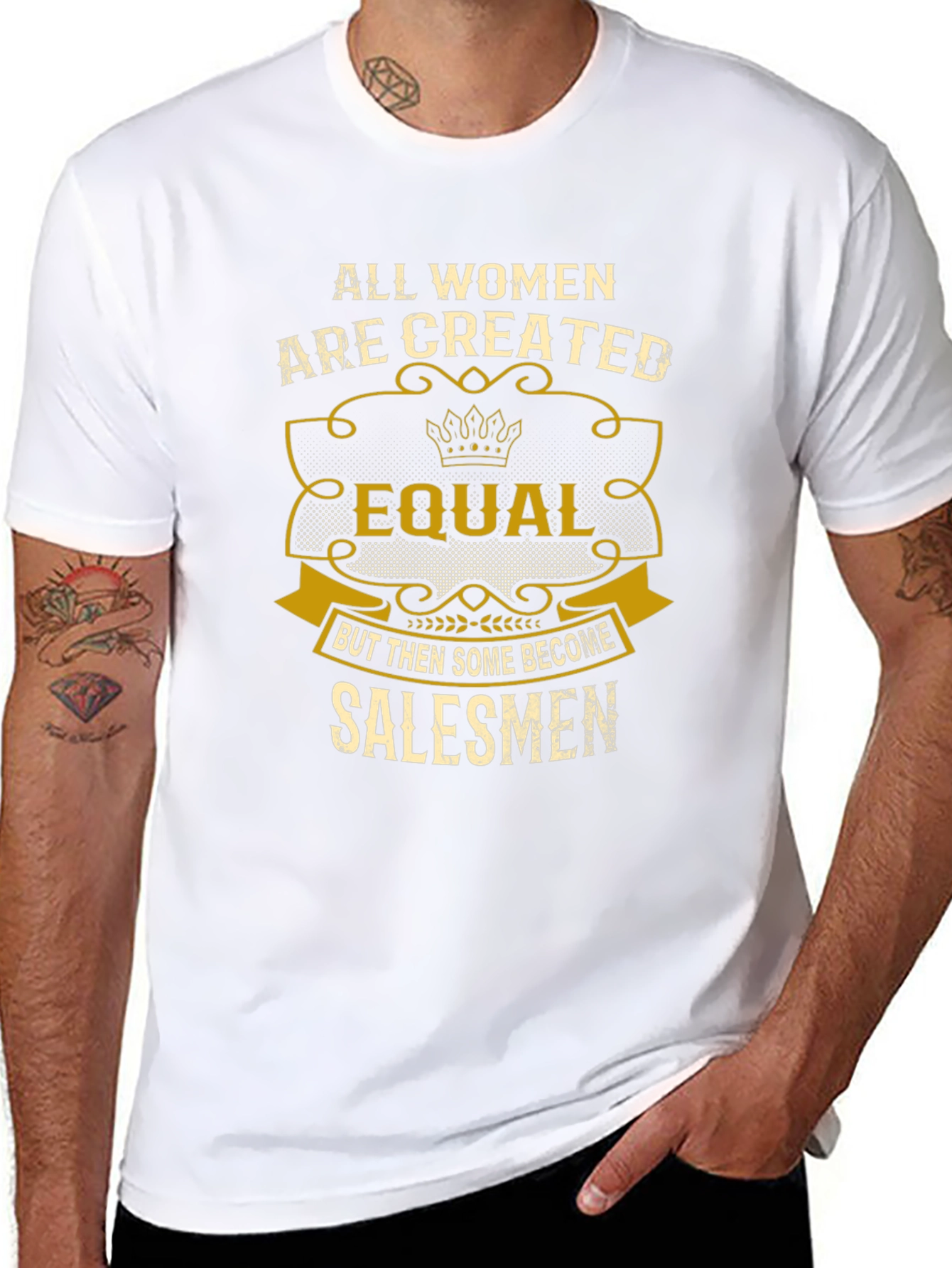 Black Funny Women Salesmen T-Shirt - All Women Are Created Equal view 8