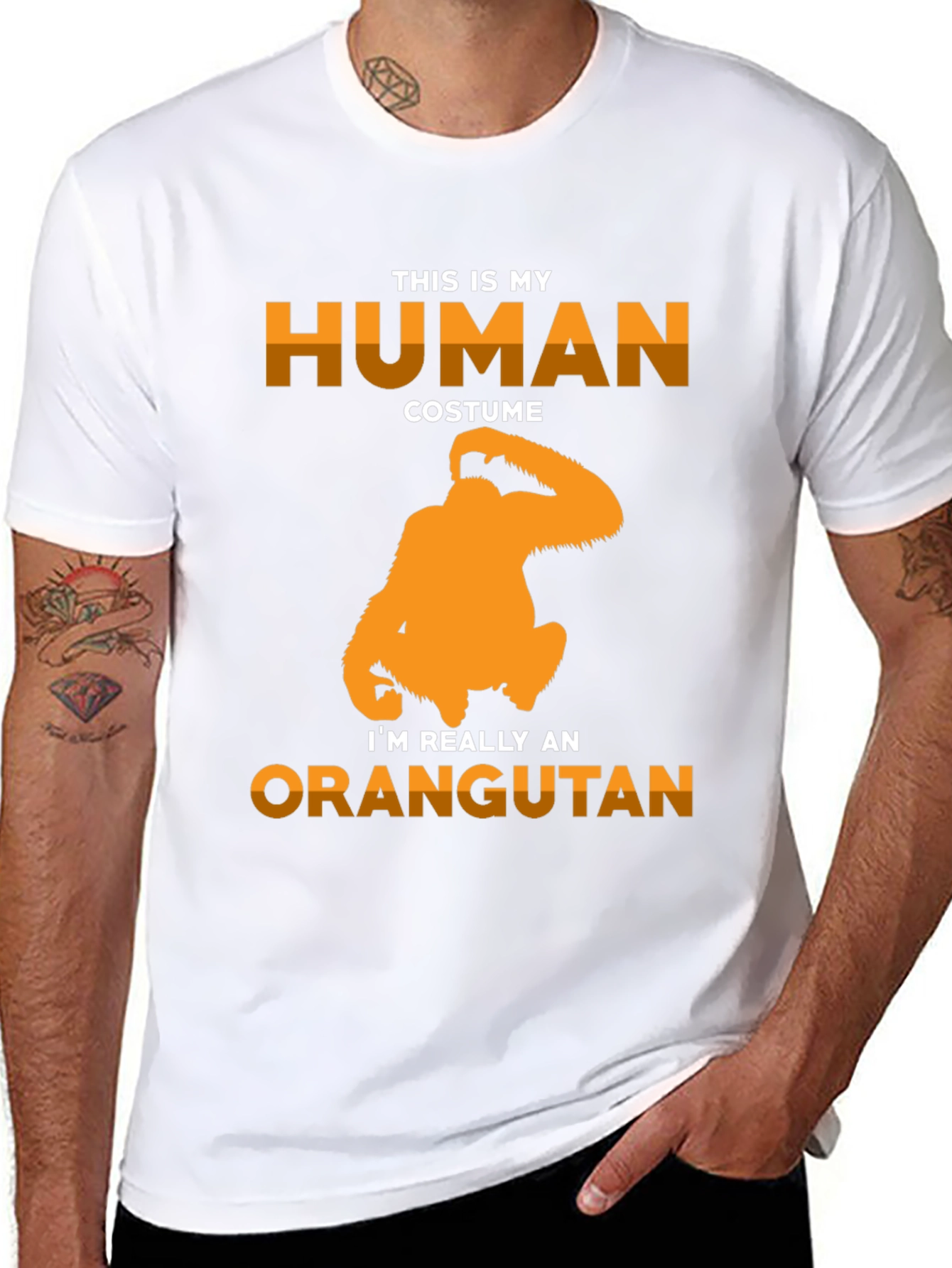 Black Human Costume Orangutan Graphic T-Shirt view 8