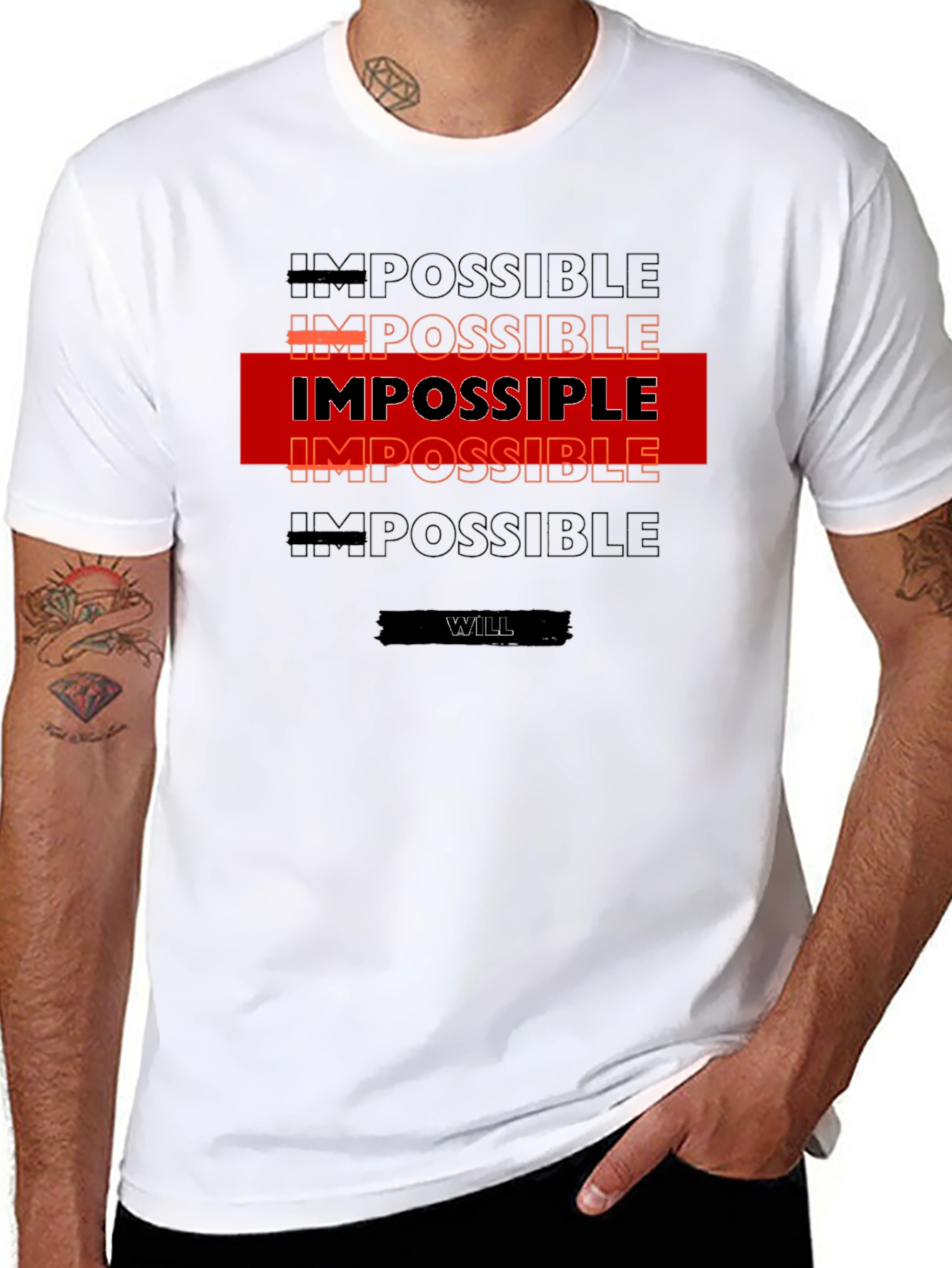 Black Impossible is Nothing T-Shirt - Motivational Design view 8