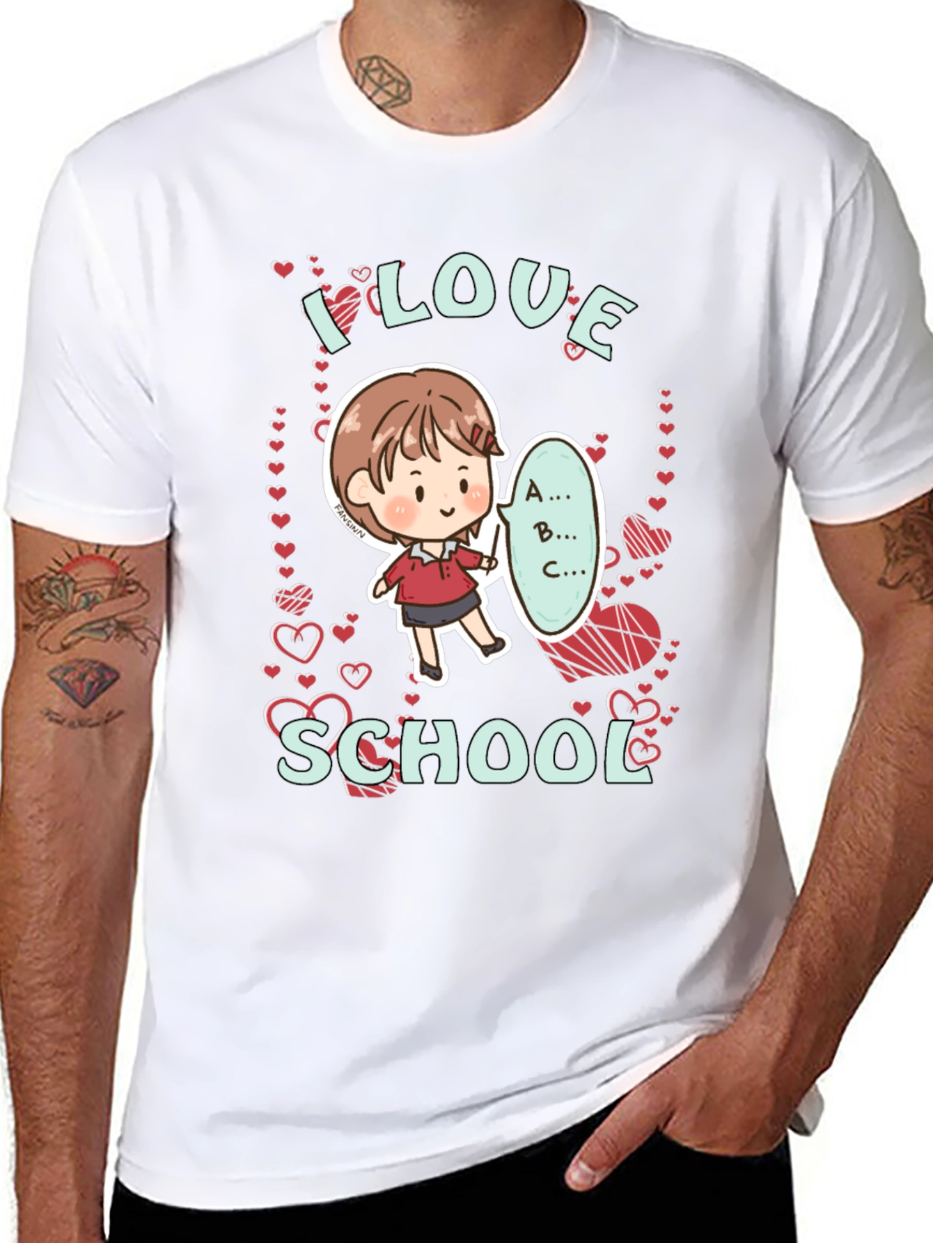 Black I Love School T-Shirt view 8