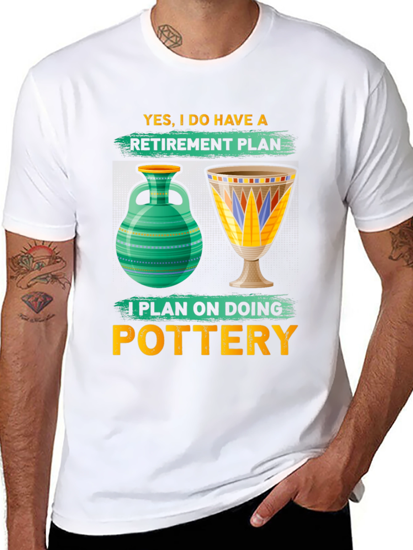Black Pottery Retirement Plan T-Shirt view 8