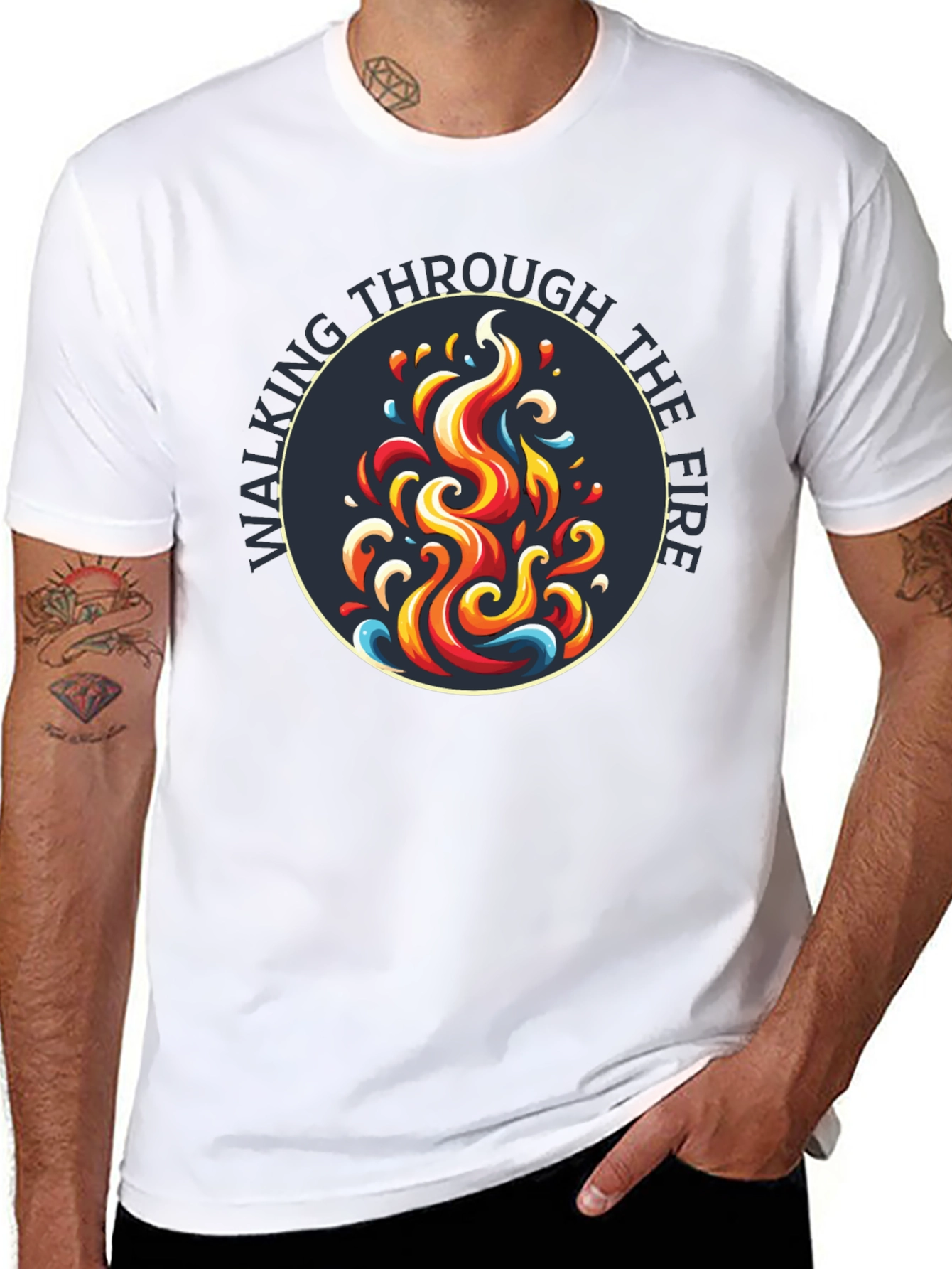 Black Walking Through the Fire Graphic Tee - Black view 8