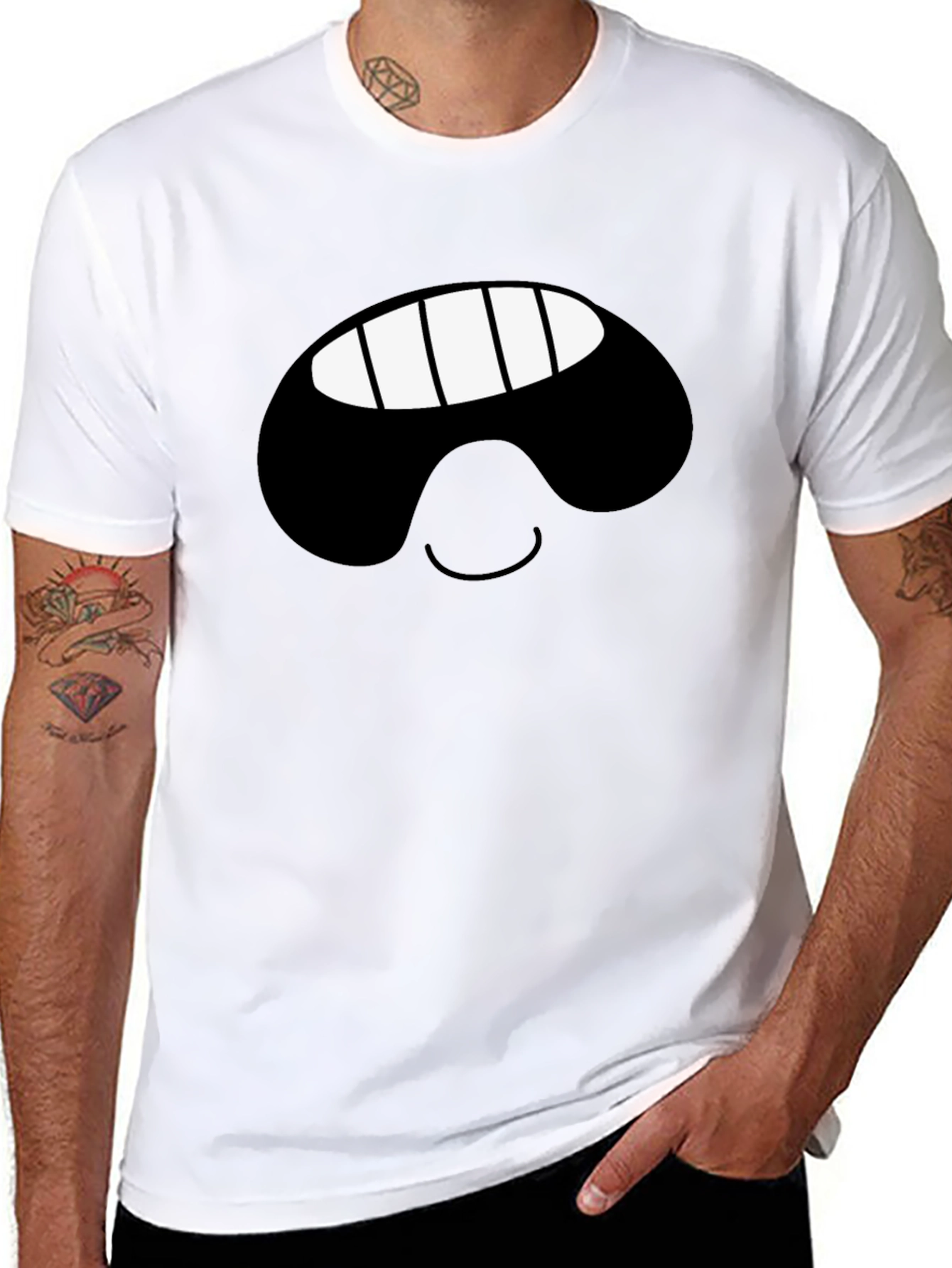 Black Smiling Face Black T-Shirt view 8