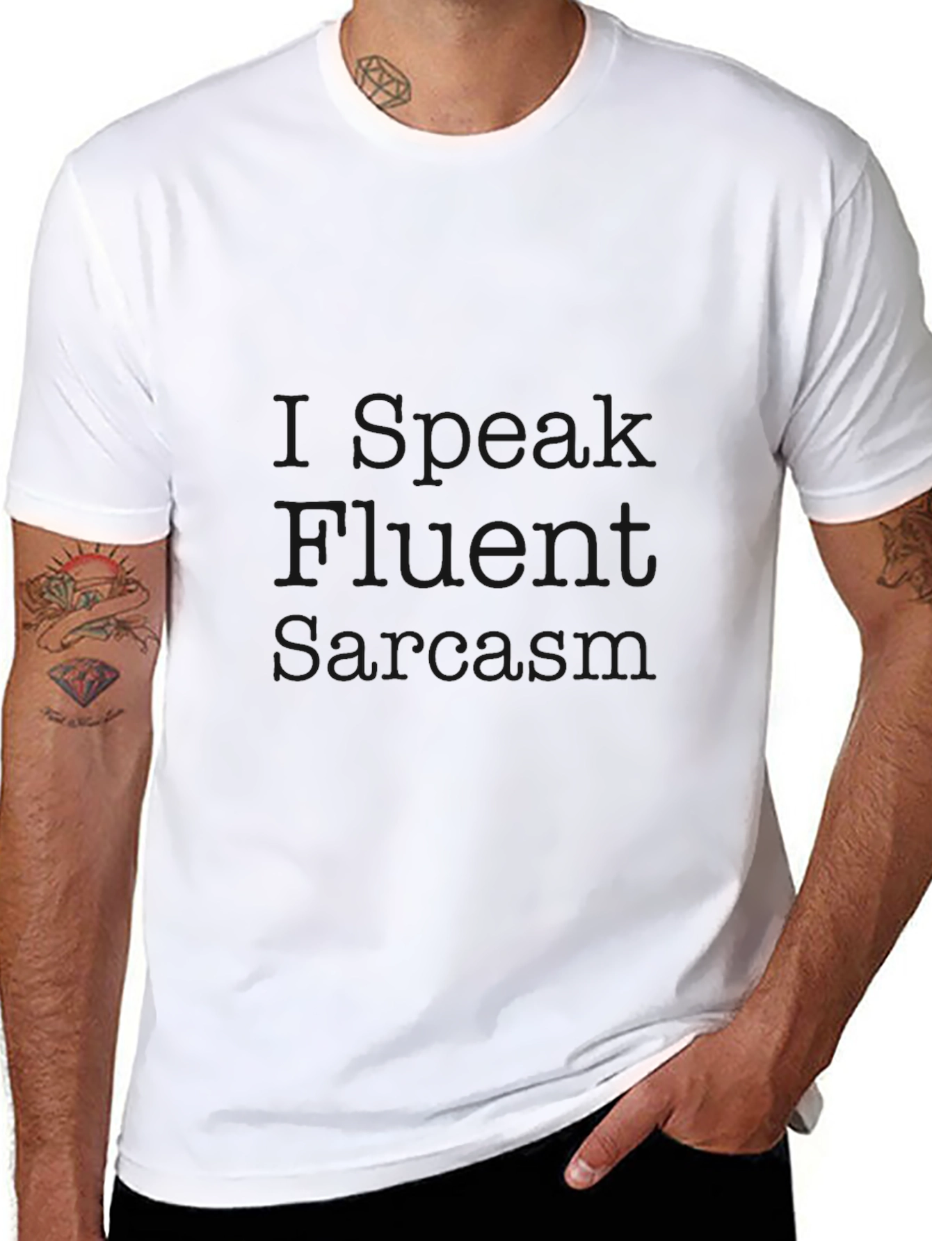 Black Speak Fluent Sarcasm Black T-Shirt view 8