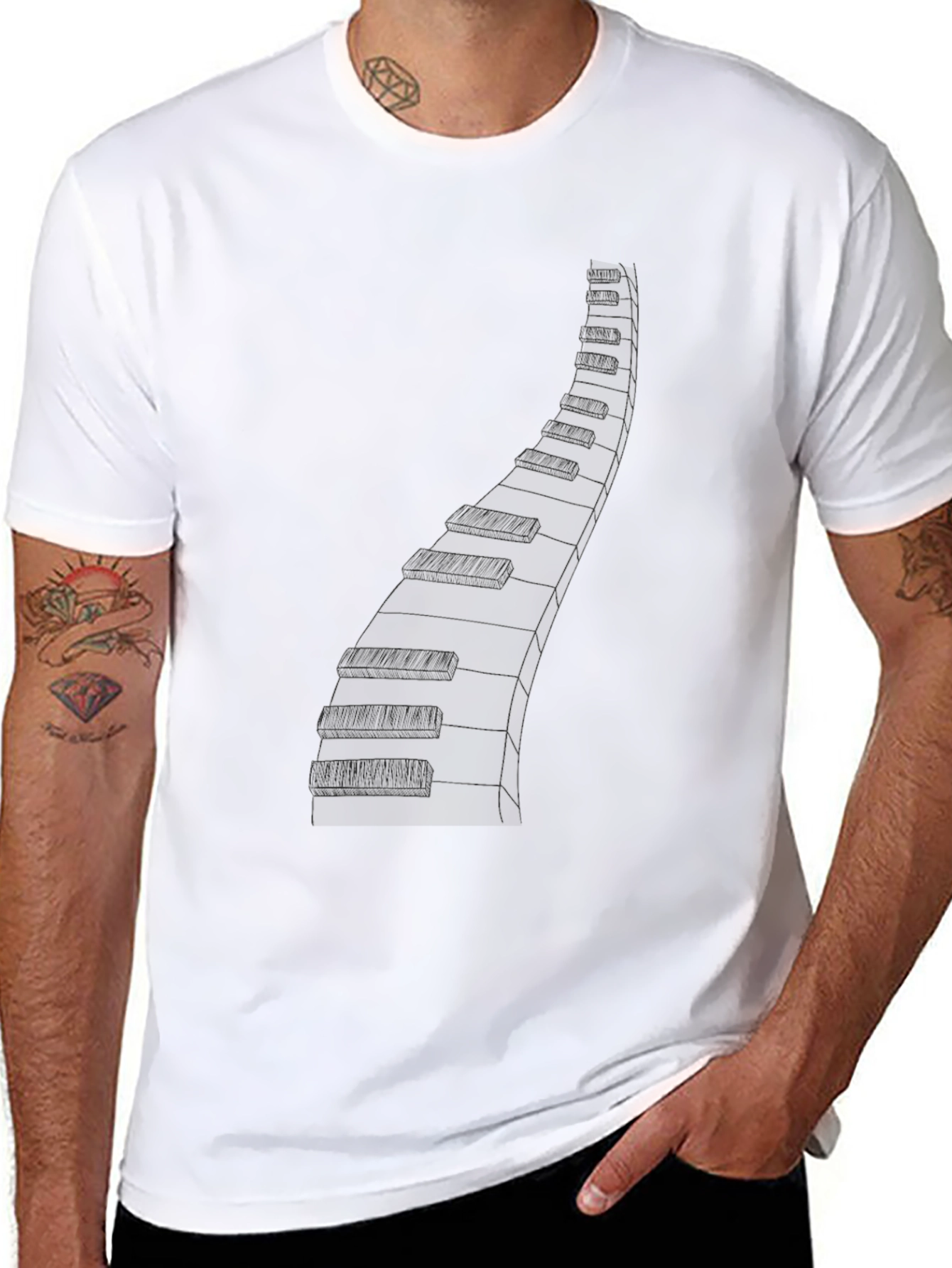 Black Piano Keys Graphic Tee - Musician Style view 8