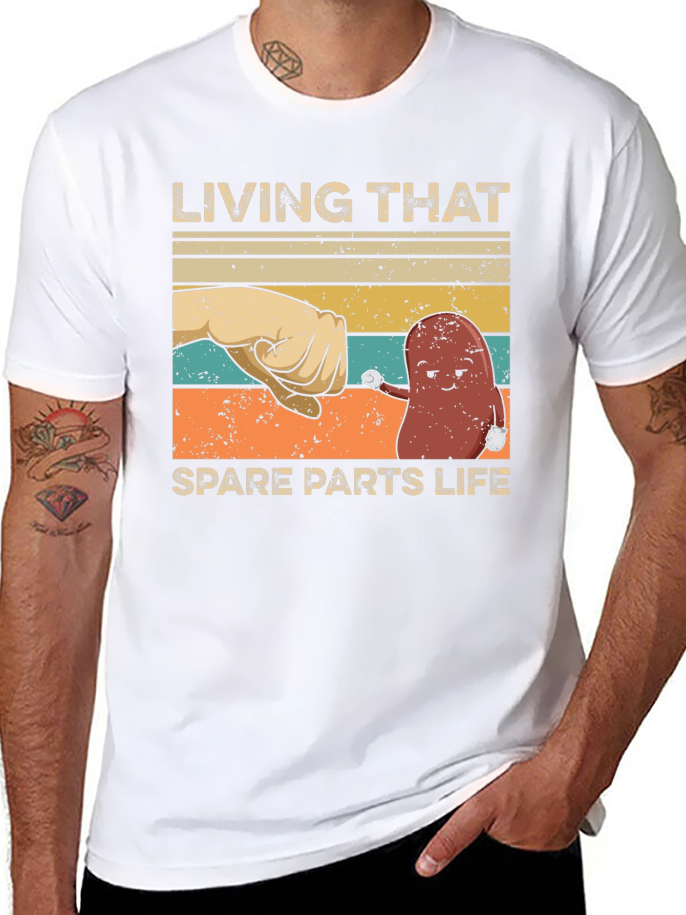 Black Living That Spare Parts Life T-Shirt - Funny Kidney Tee view 8