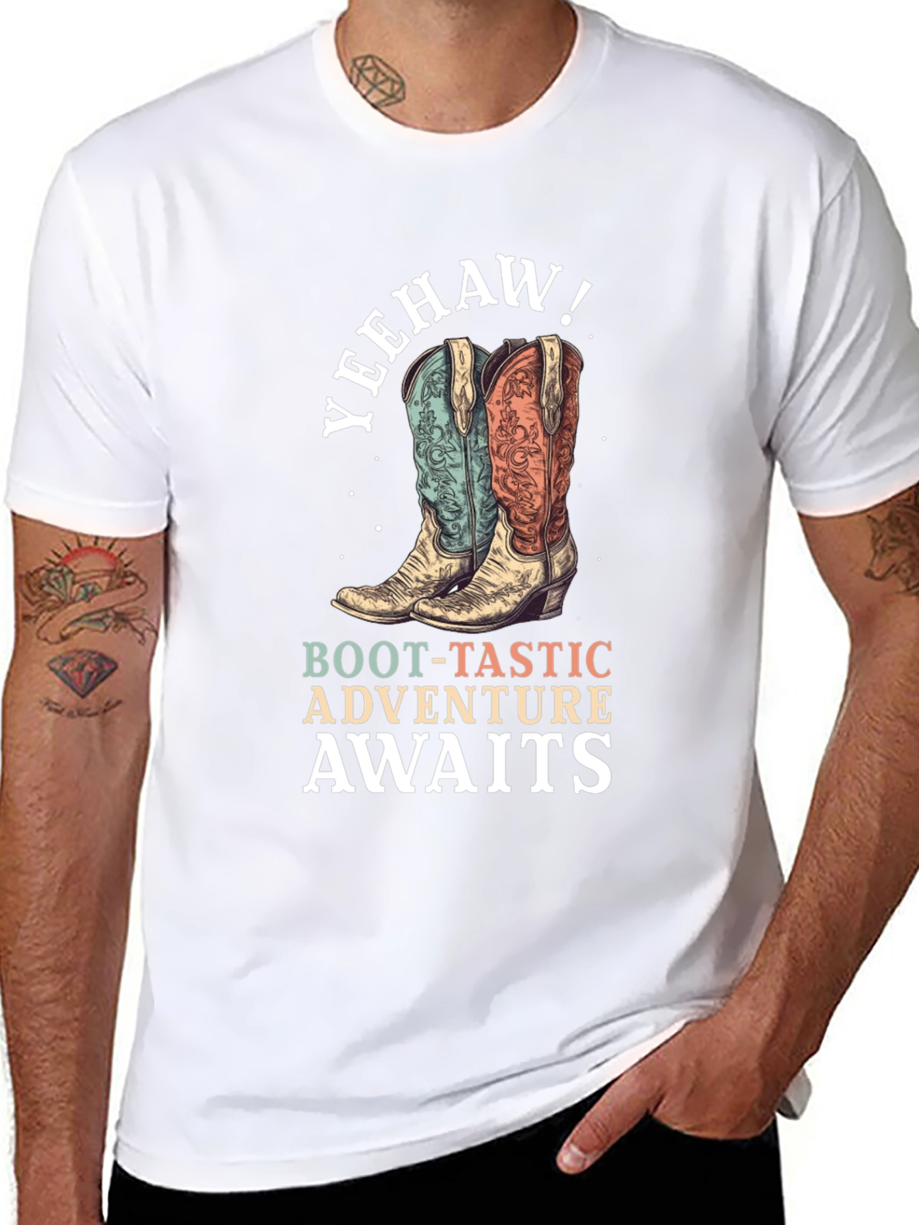Yeehaw Cowboy Boots Graphic T-Shirt - 8