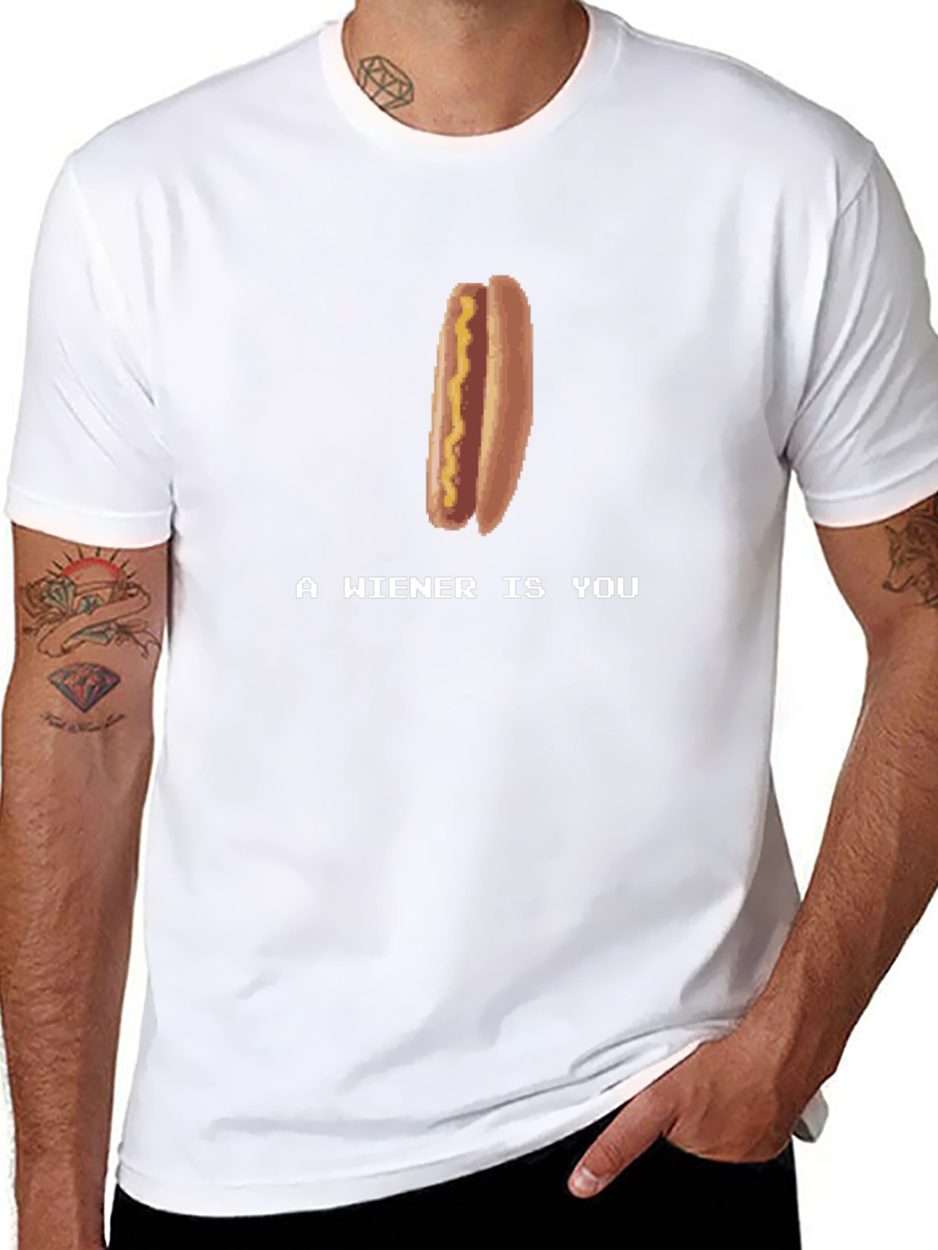 A Wiener Is You T-Shirt - Retro Game Style Hotdog Tee - 8