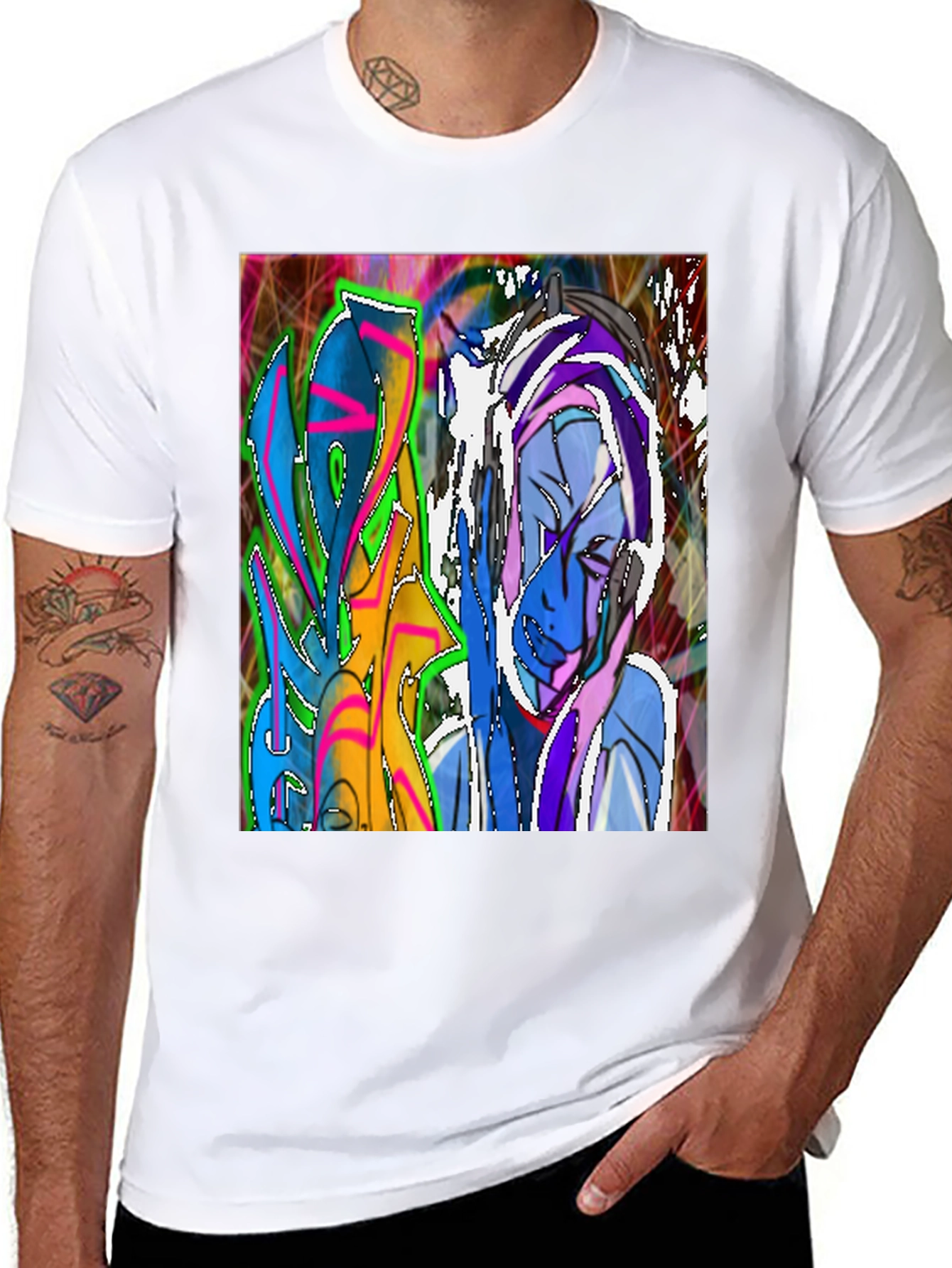 Black Abstract Graffiti Art T-Shirt - Street Style Tee view 8