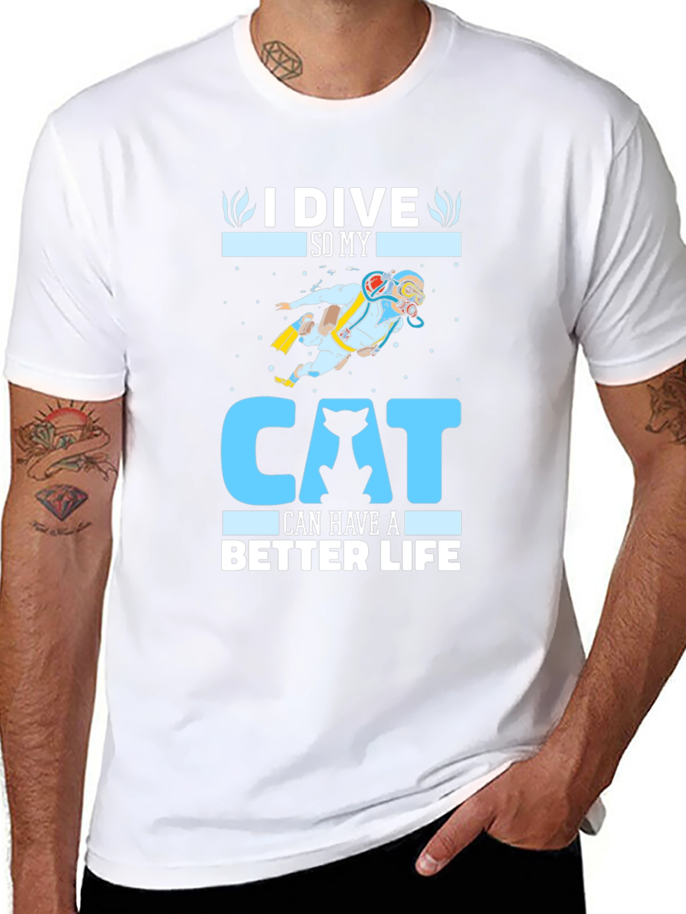 Black I Dive So My Cat Can Have A Better Life T-Shirt view 8