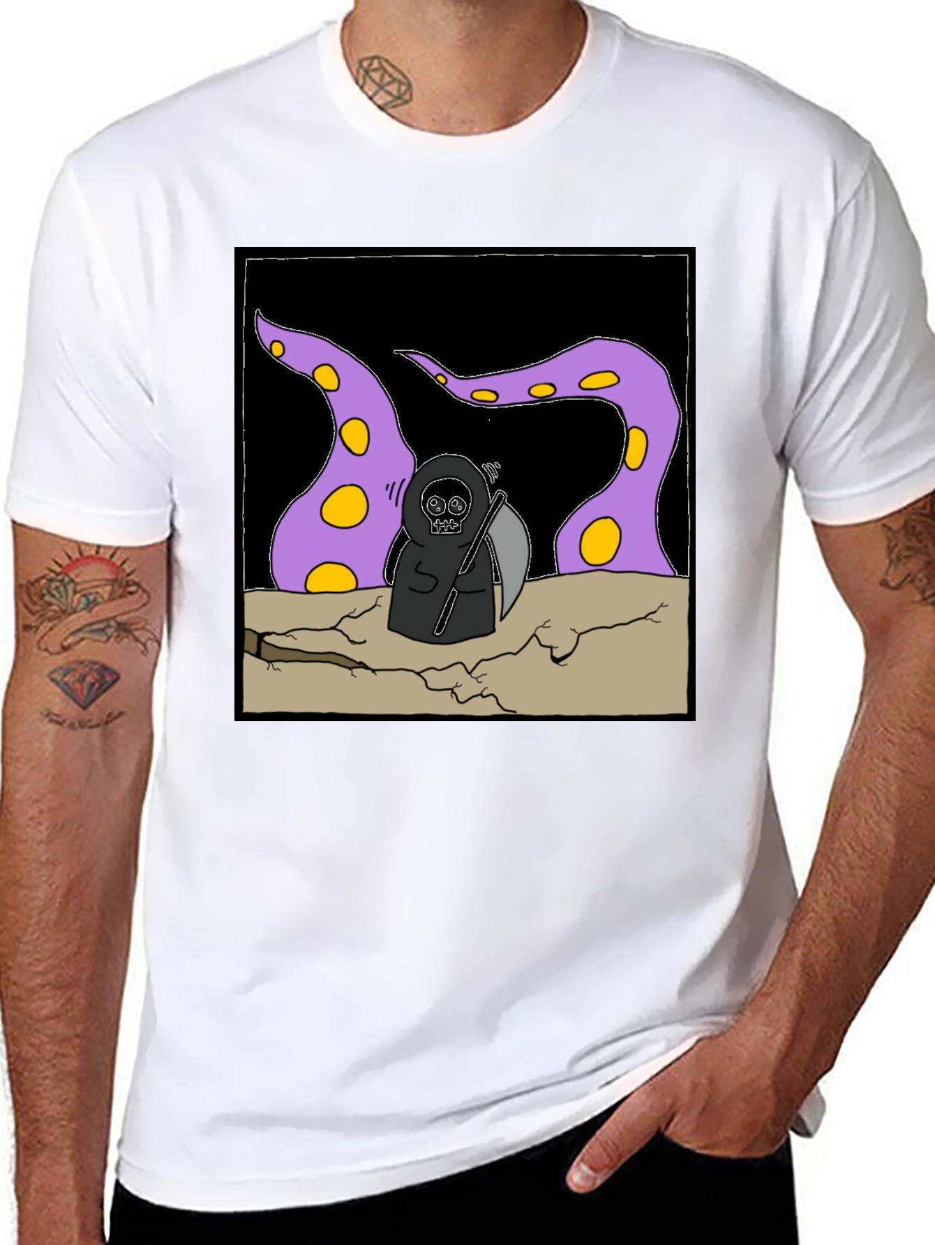 Black Grim Reaper Tentacle T-Shirt view 8