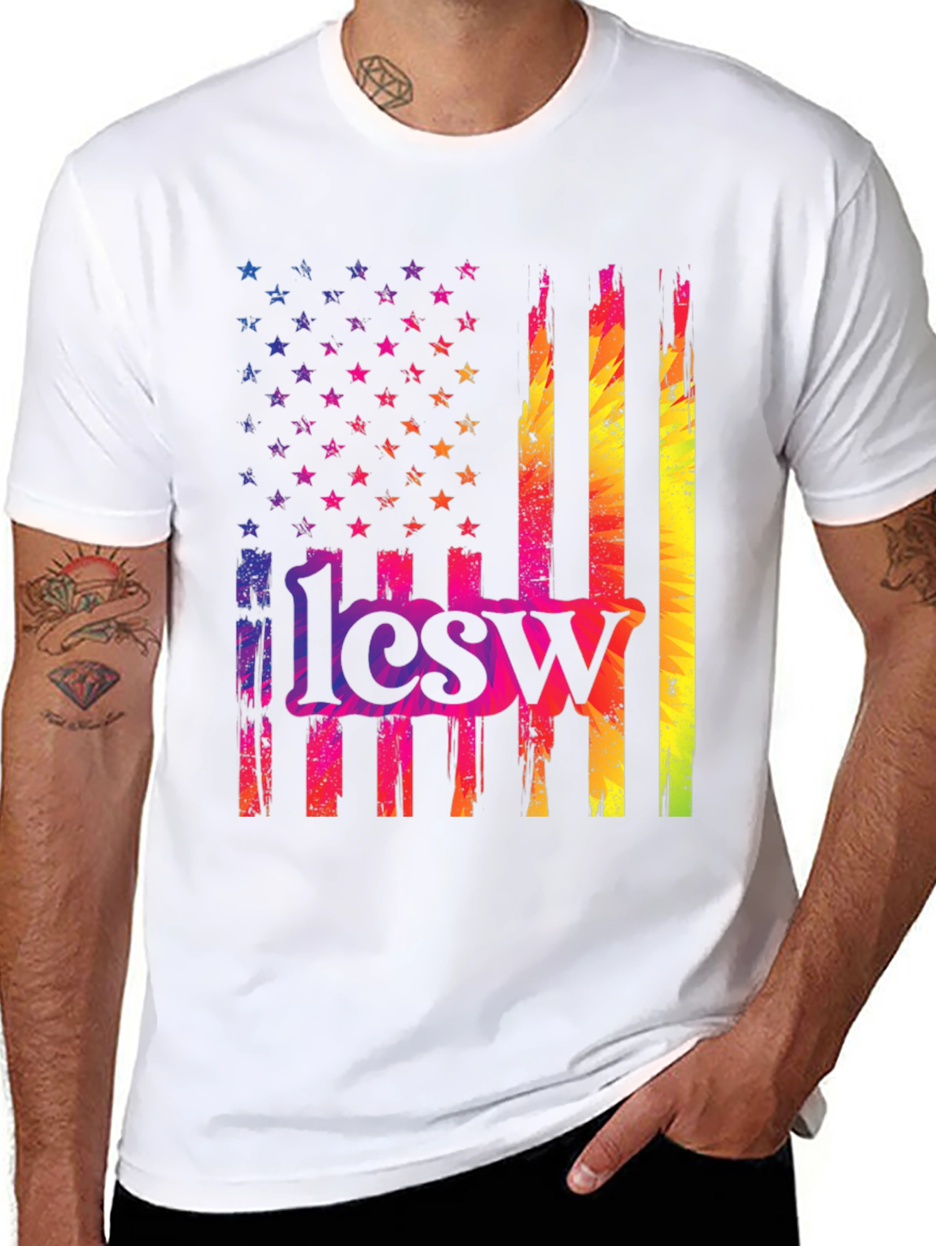 Black Rainbow American Flag 1lcsw T-Shirt view 8