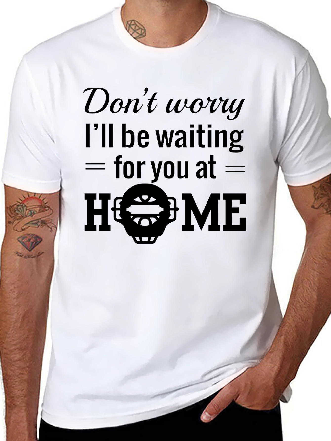 Black Don't Worry I'll Be Waiting T-Shirt view 8