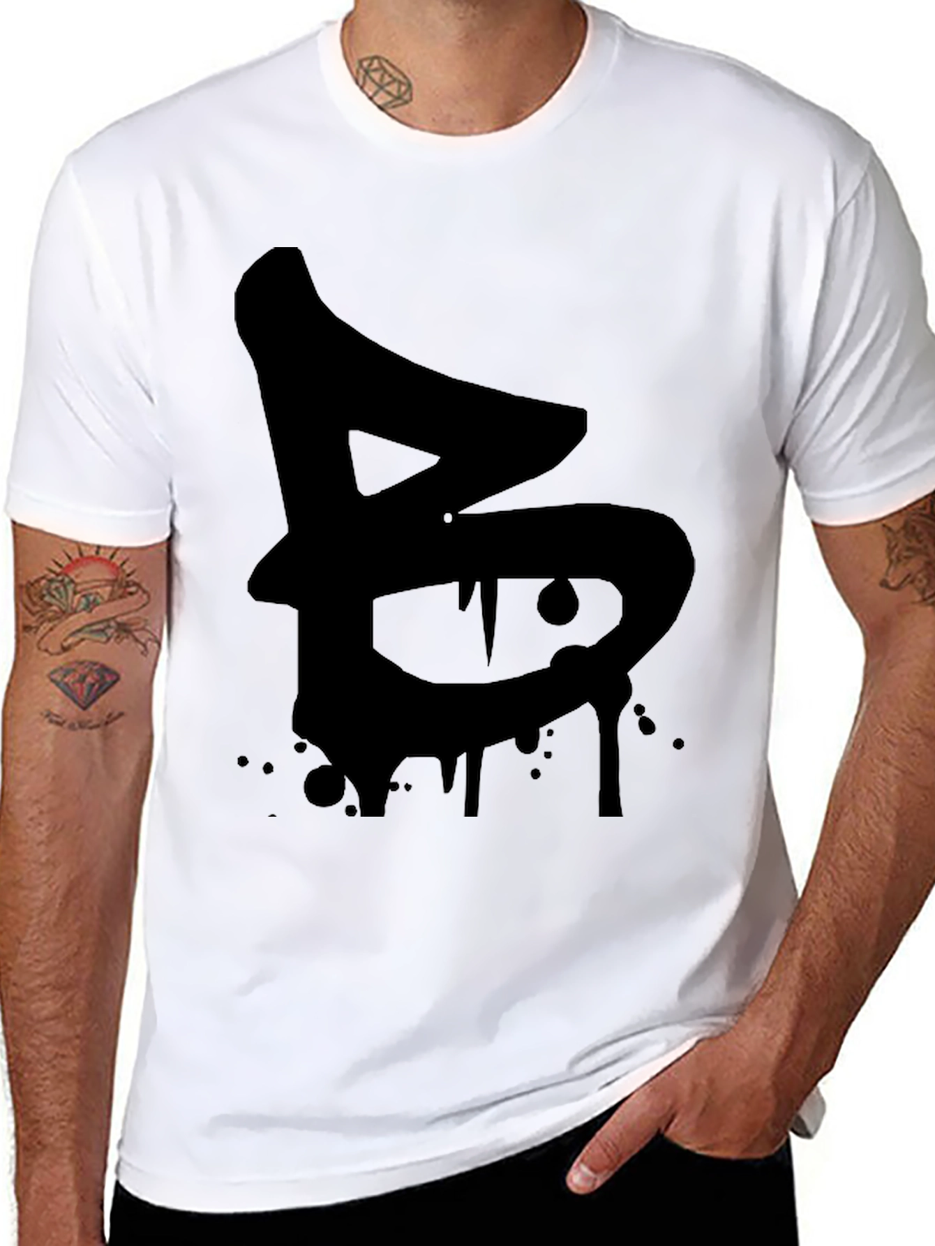 Black Urban Drip Letter B Black Graphic Tee view 8