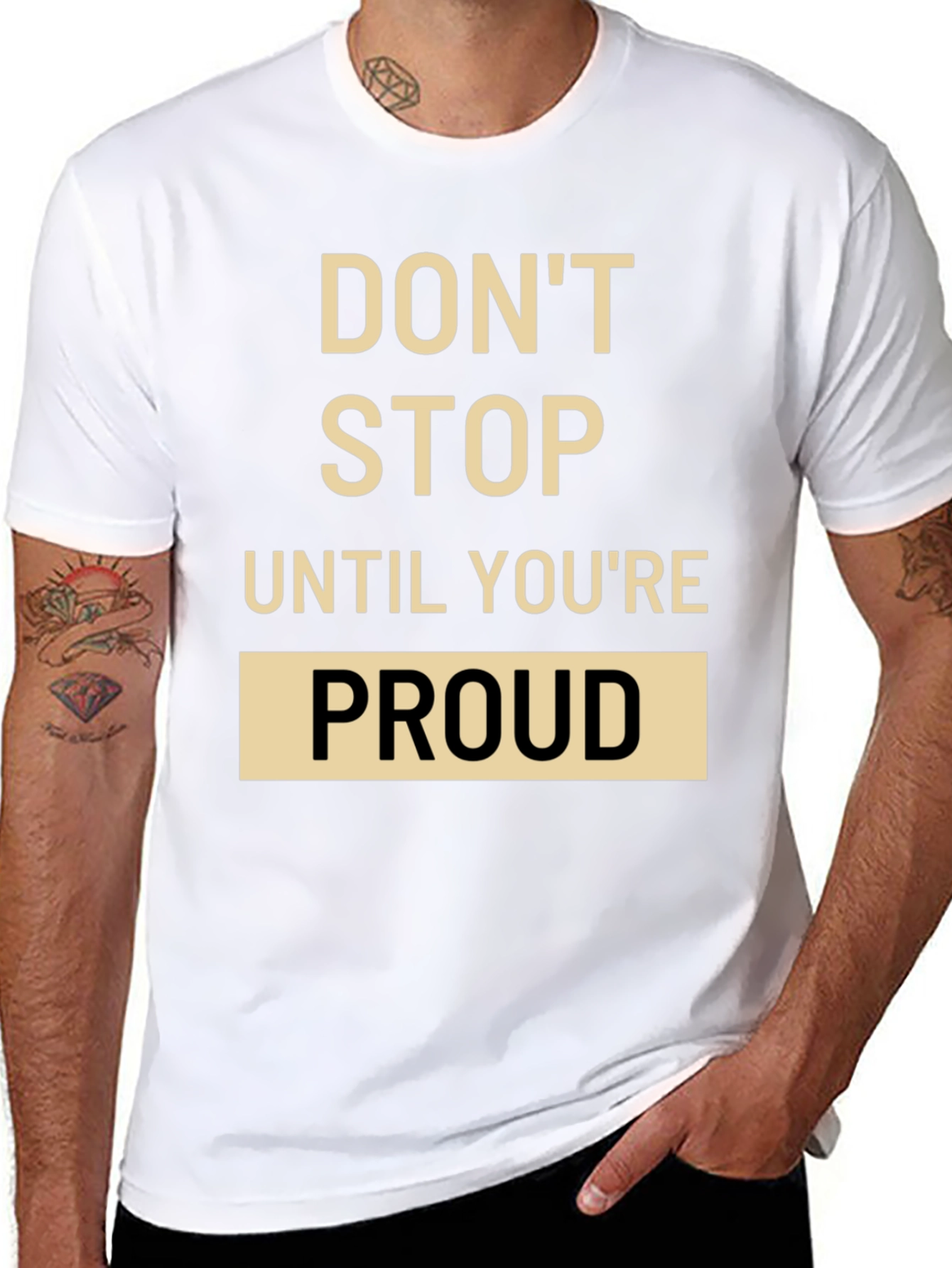 Black Motivational T-Shirt: Don't Stop Until You're Proud view 8