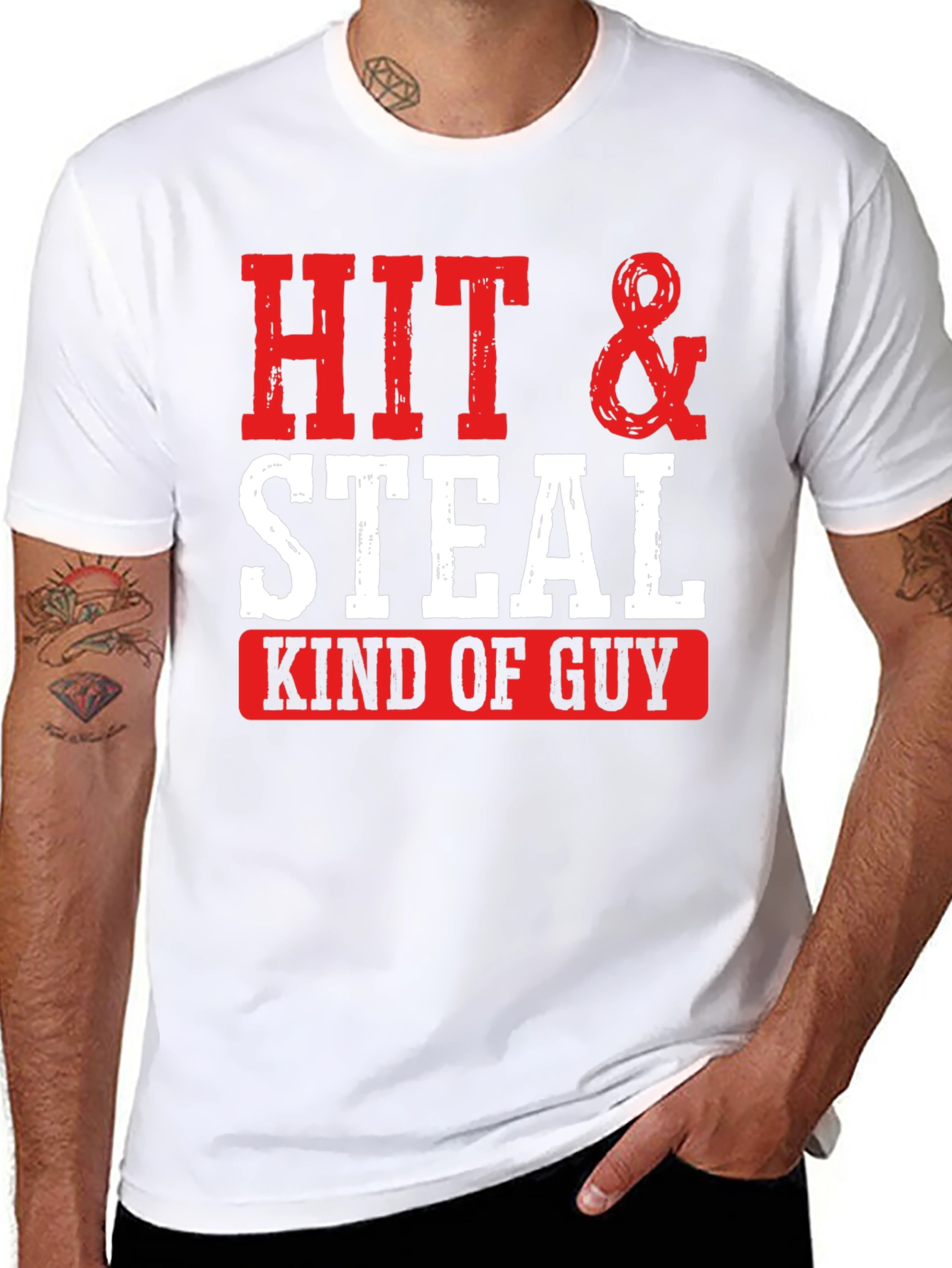 Black Hit & Steal Kind of Guy Graphic Tee view 8
