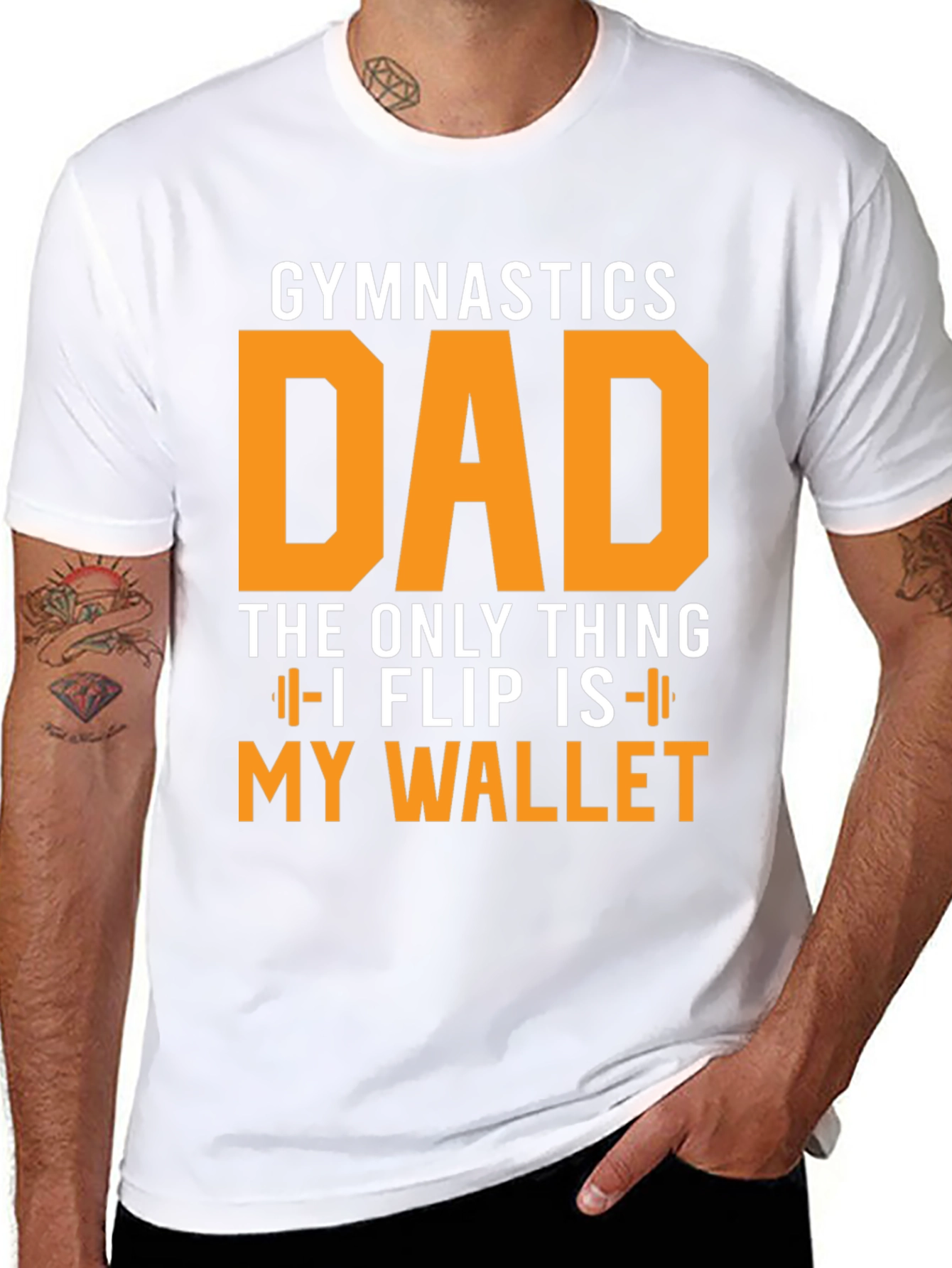 Black Gymnastics Dad T-Shirt - Flipping Wallet Humor view 8