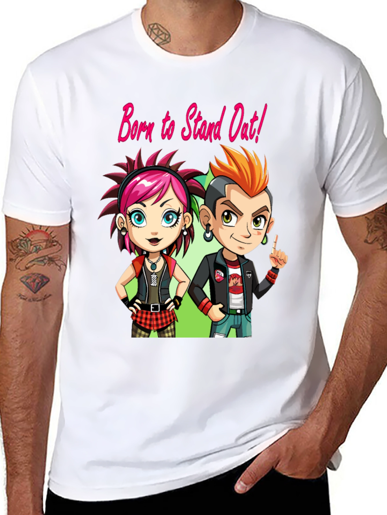 Black Born to Stand Out! Punk Rock T-Shirt view 8