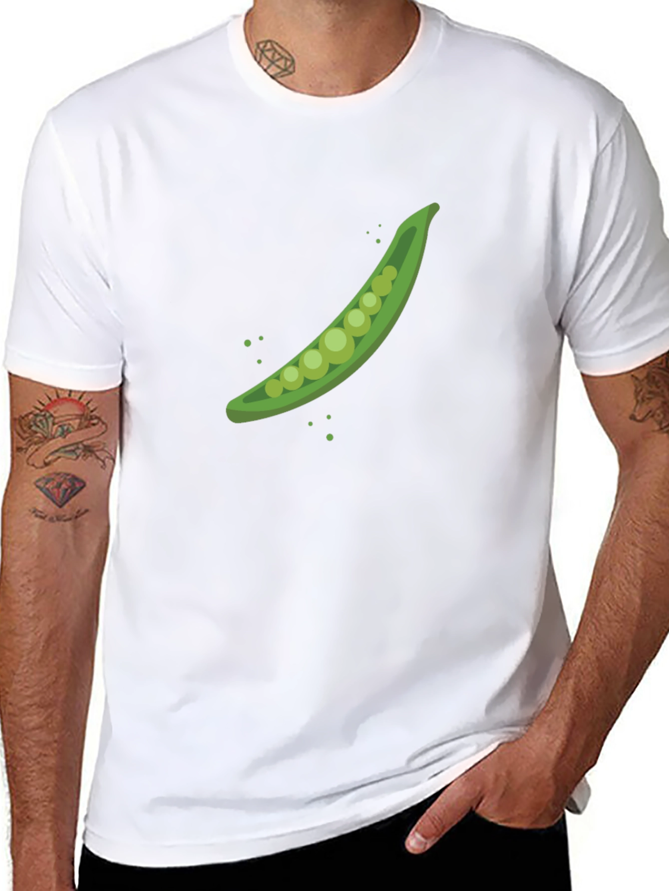 Black Pea Pod Graphic T-Shirt - Black Cotton Tee view 8
