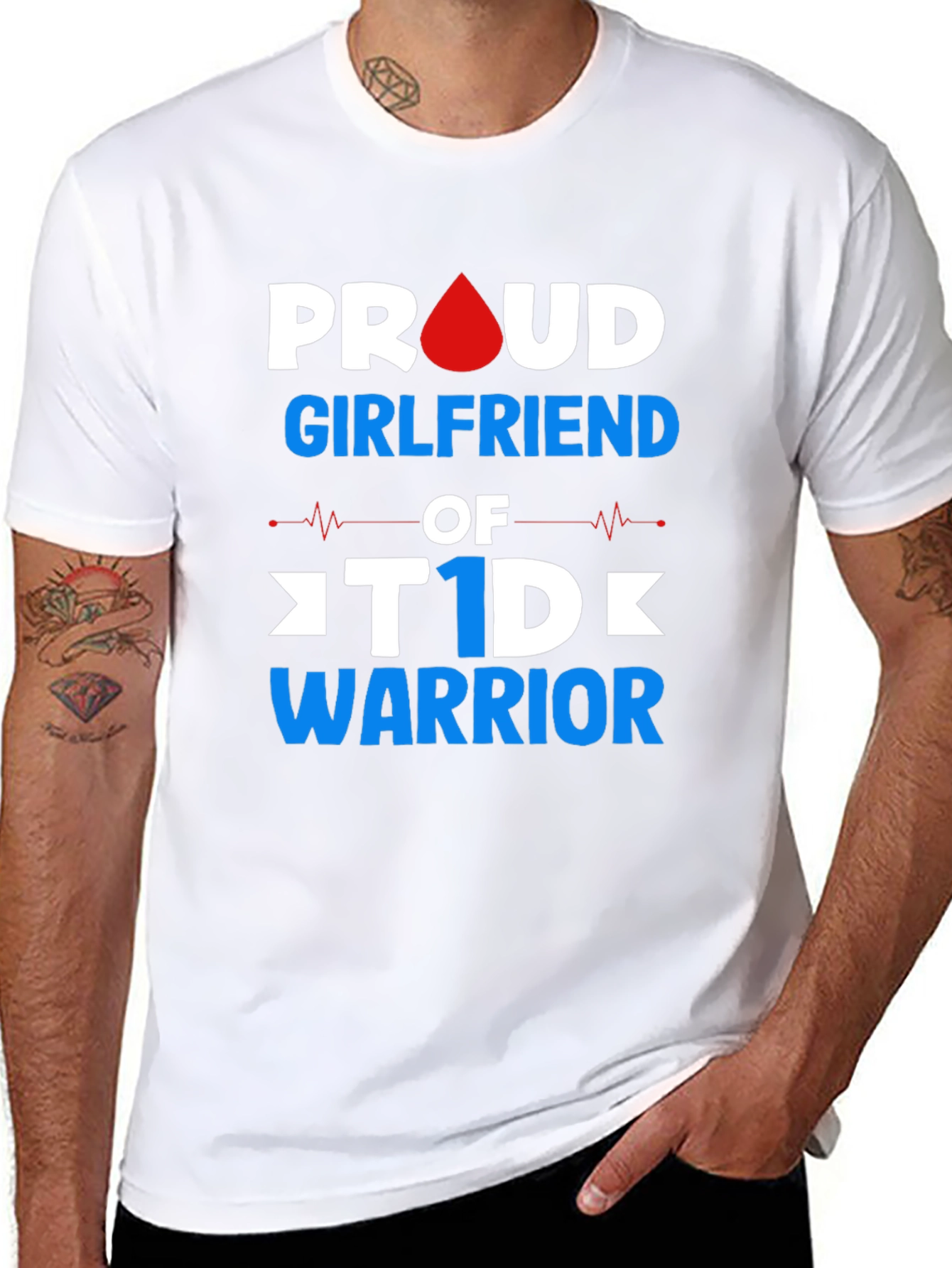 Black Proud Girlfriend T1D Warrior T-Shirt view 8