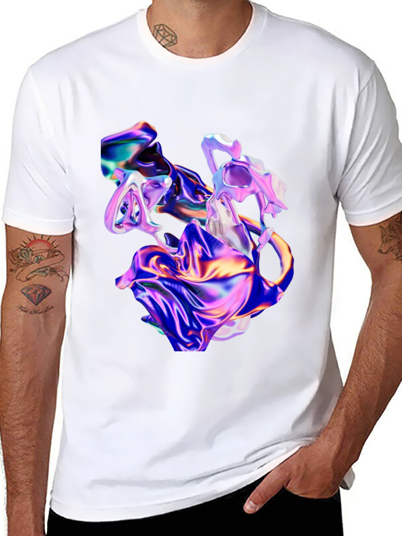 Black Iridescent Abstract Art Black T-Shirt view 8