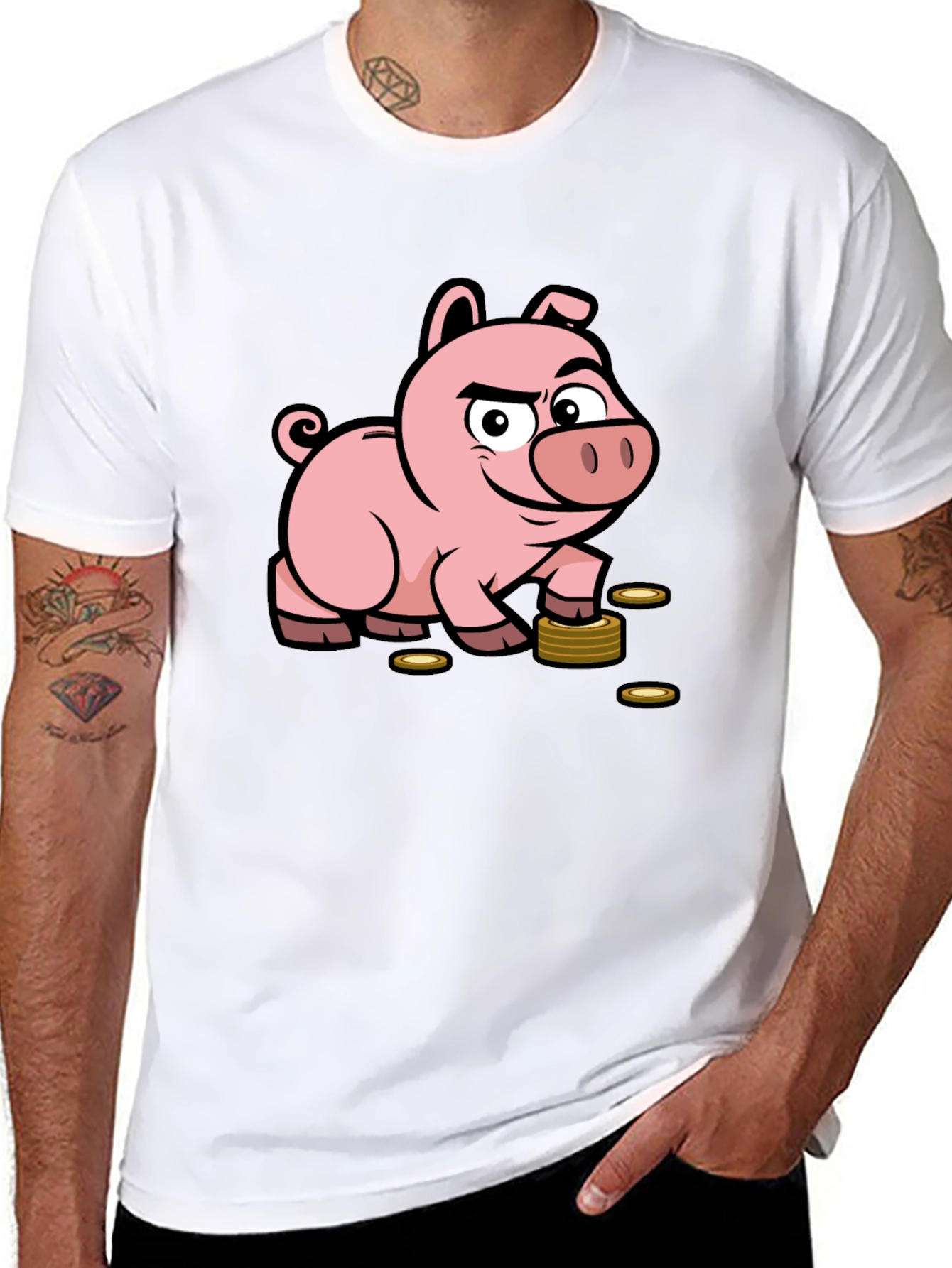 Black Piggy Bank Funny T-Shirt view 8