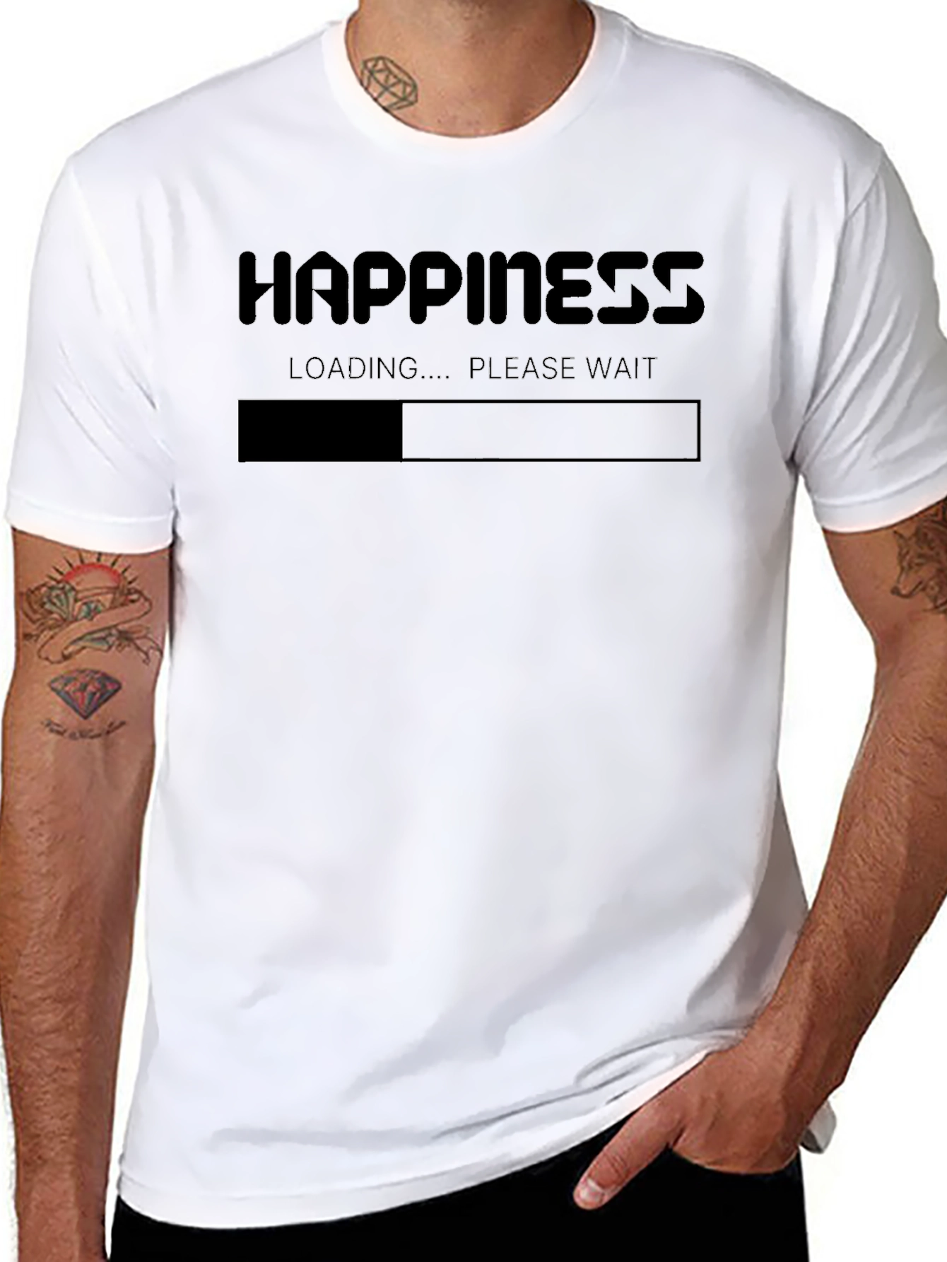 Black Happiness Loading T-Shirt - Funny Slogan Tee view 8