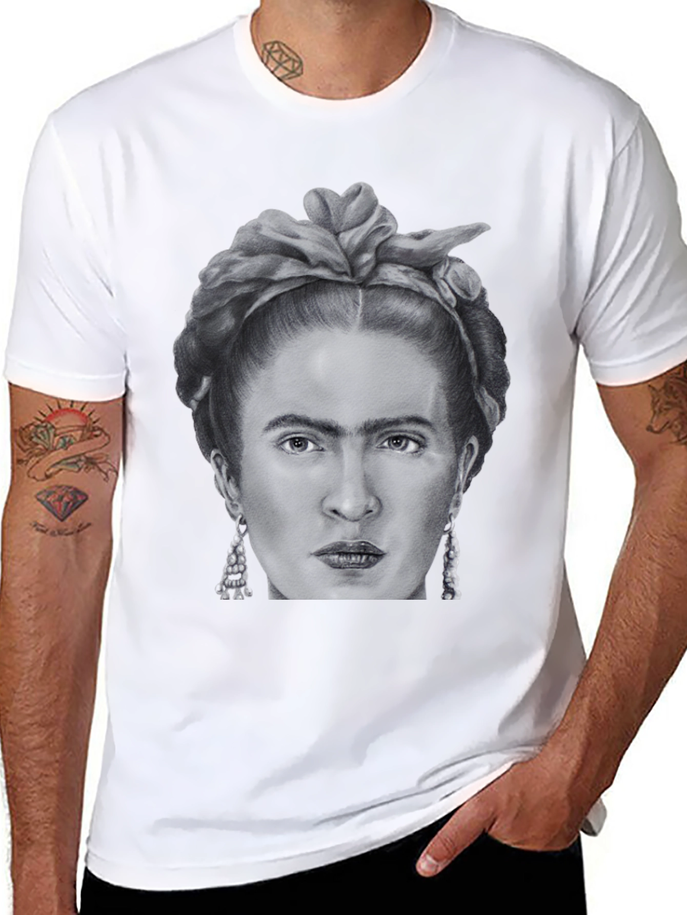 Black Frida Kahlo Graphic Tee - Black Unisex T-Shirt view 8
