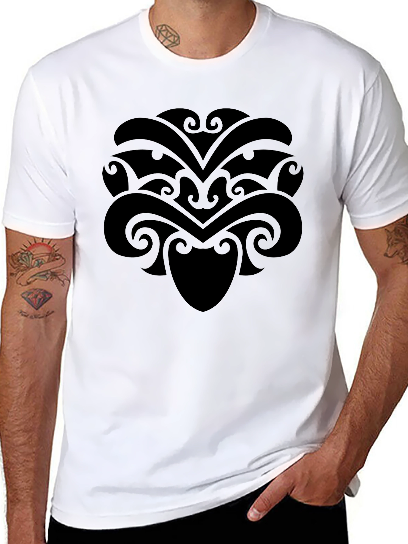 Black Tribal Art T-Shirt - Modern Menswear view 8