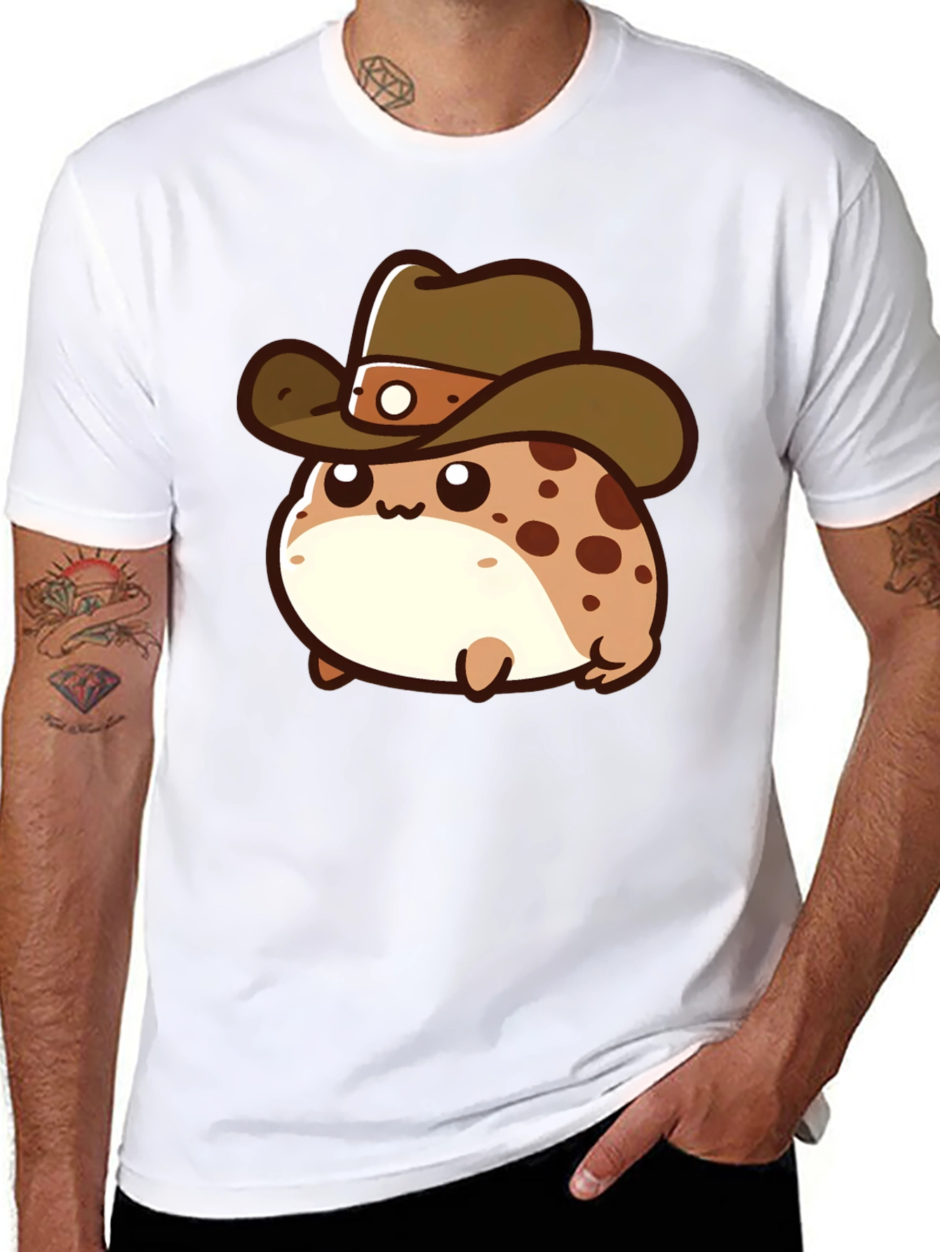 Black Cartoon Cowboy Frog T-Shirt - Black view 8