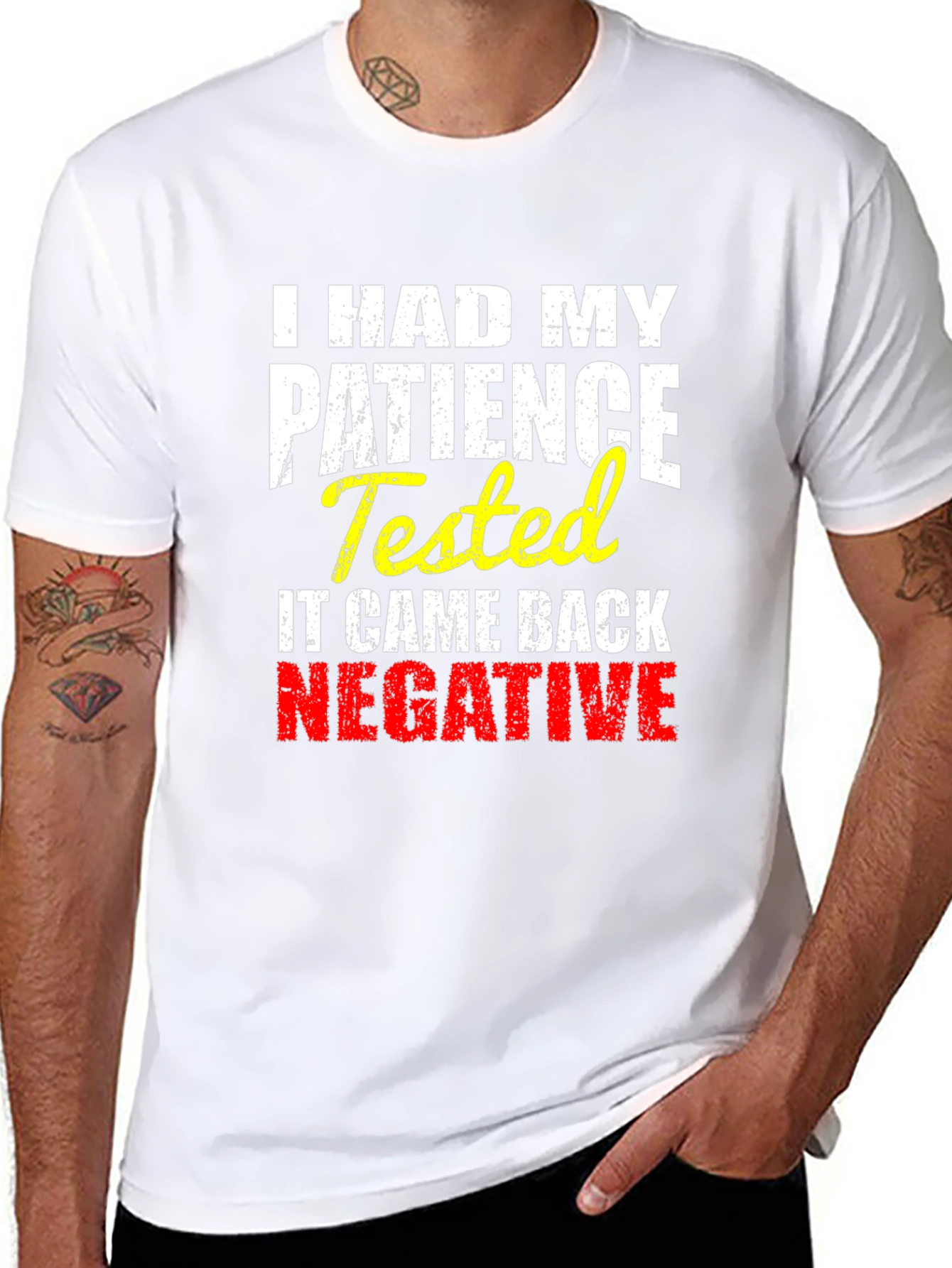 Black I HAD MY PATIENCE Tested Novelty Graphic T-Shirt view 8