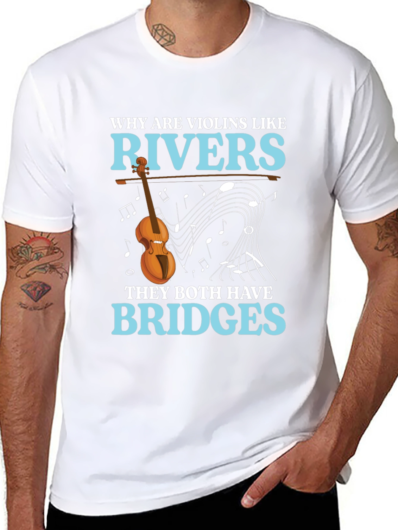 Black Violin & River Pun T-Shirt - Bridges Humor view 8