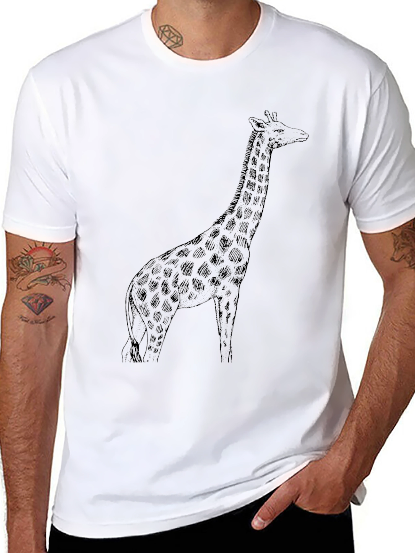 Black Giraffe Graphic Tee - Unisex Black T-Shirt view 8