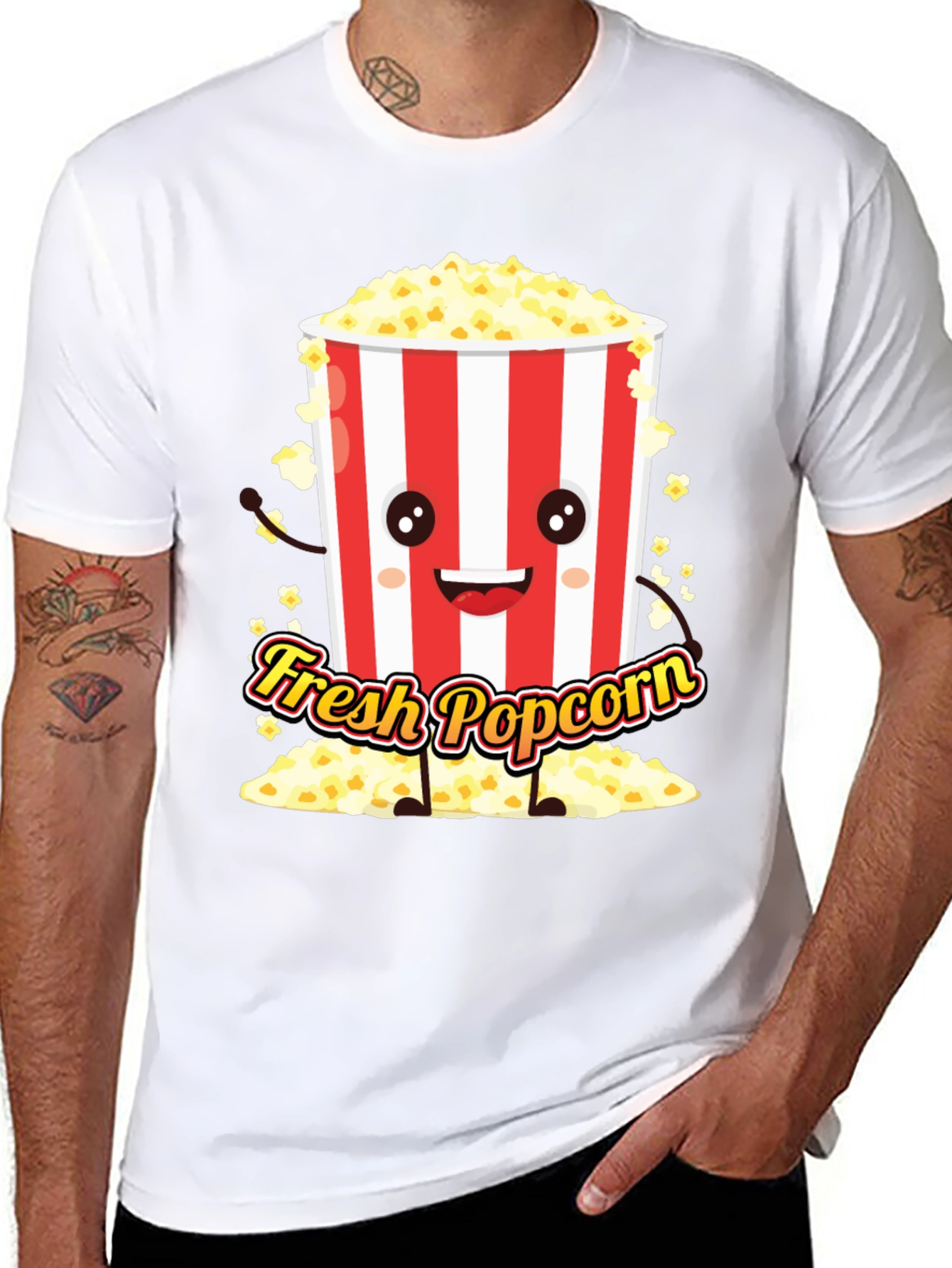 Black Fresh Popcorn Graphic Tee - Movie Night Shirt view 8