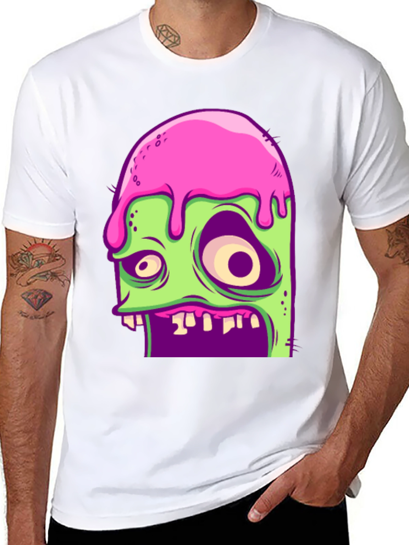 Black Zombie Melt T-Shirt - Unique Graphic Tee view 8