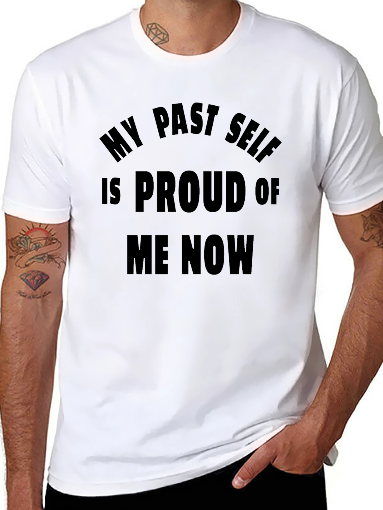 Black Proud Past Self T-Shirt - Black Tee view 8